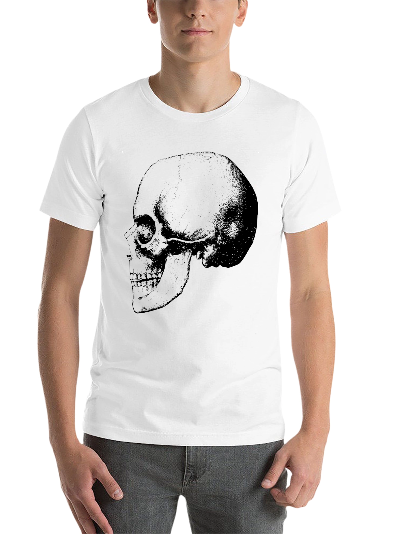 Black Skull Graphic Tee - Men's Black Cotton T-Shirt view 14