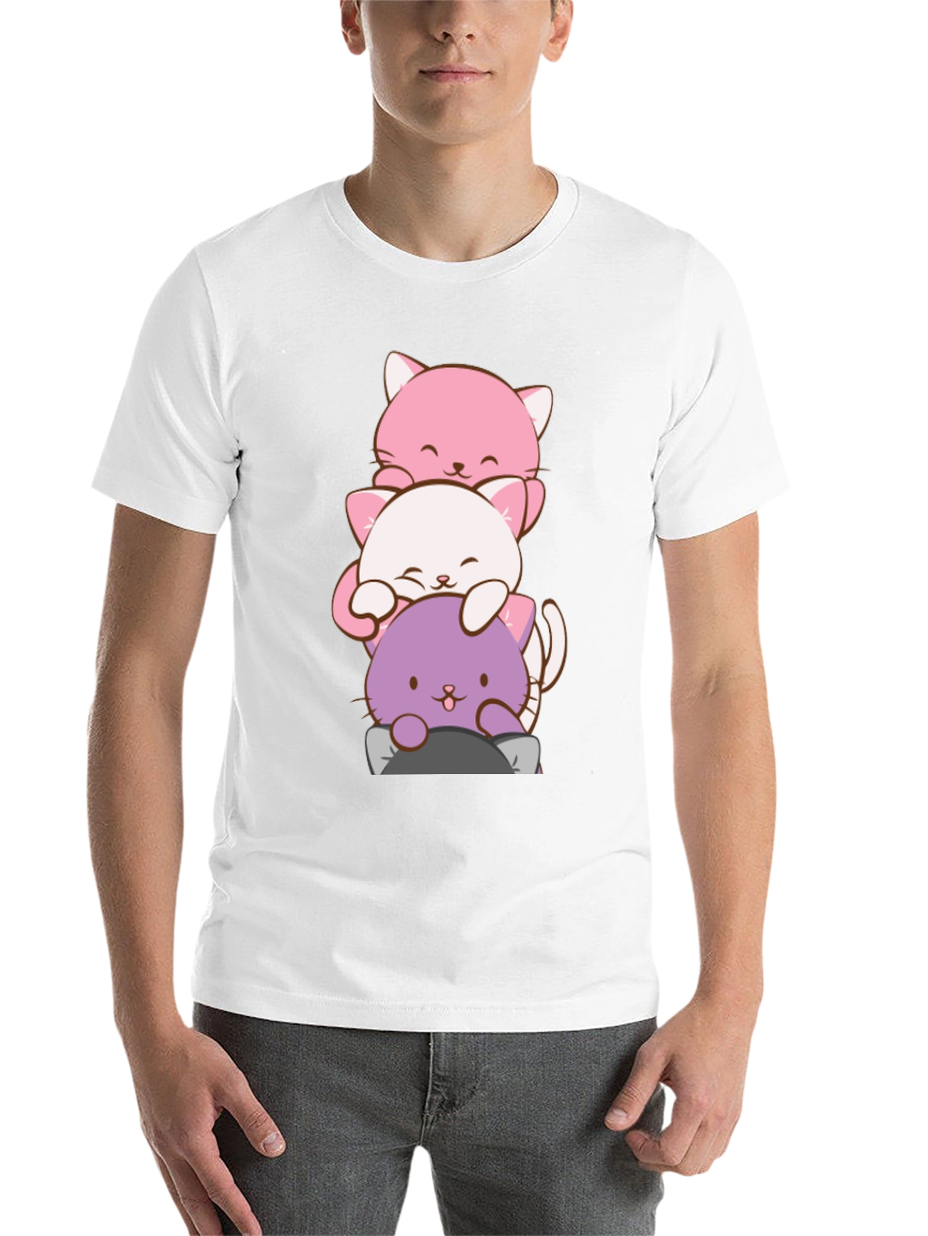 Cute Cat Stack T-Shirt - Kawaii Anime Style - 14