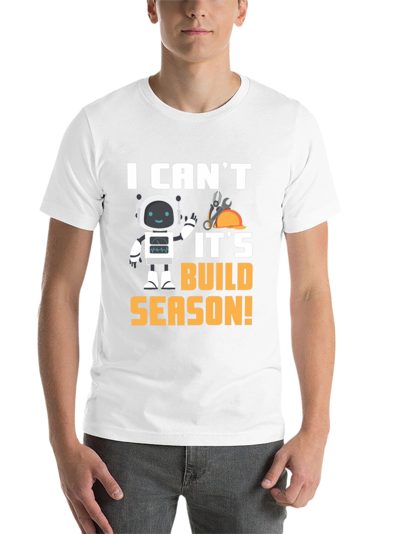 Black I Can't It's Build Season Robot T-Shirt view 14
