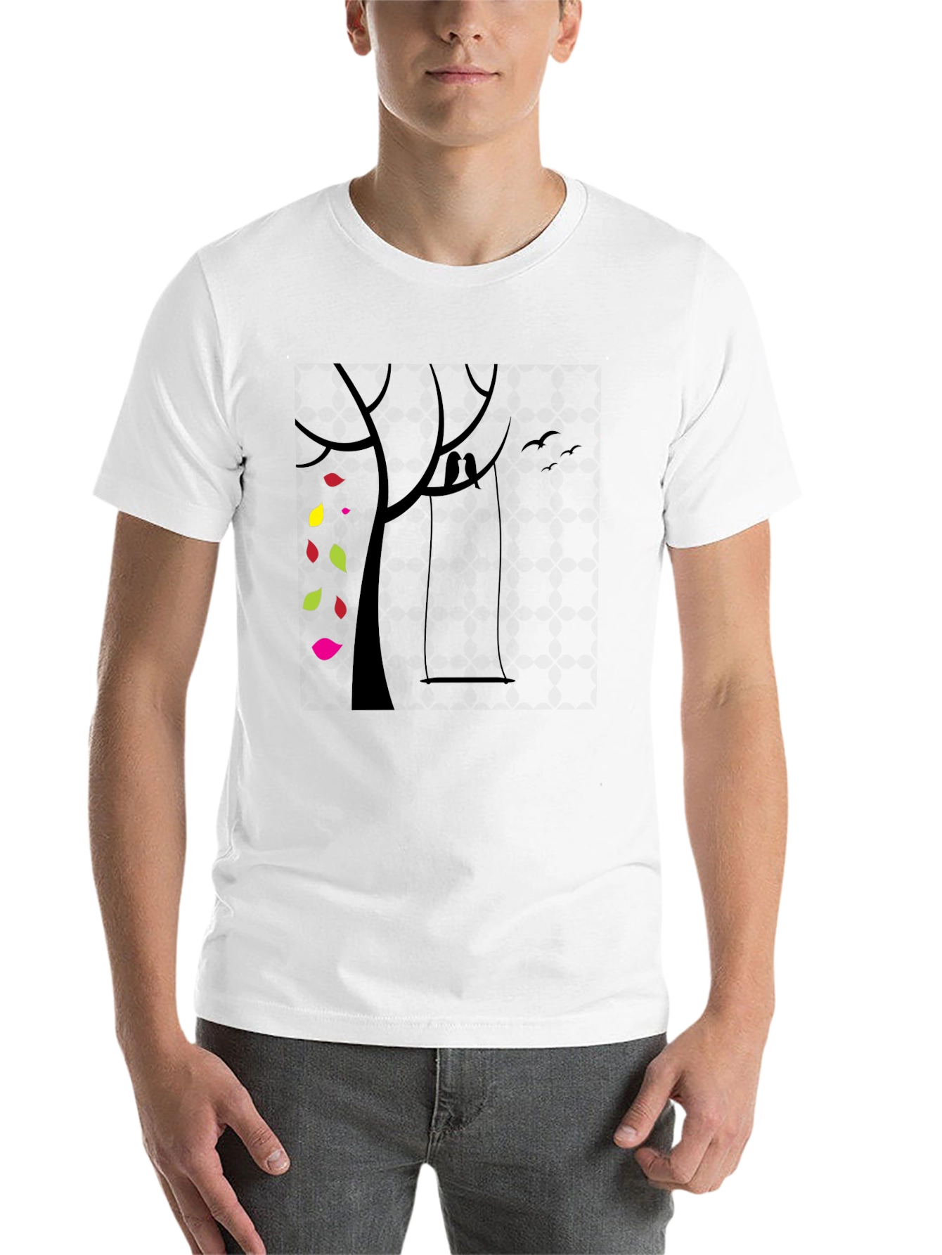 Black Black Graphic Tee - Tree with Swing & Colorful Leaves view 14