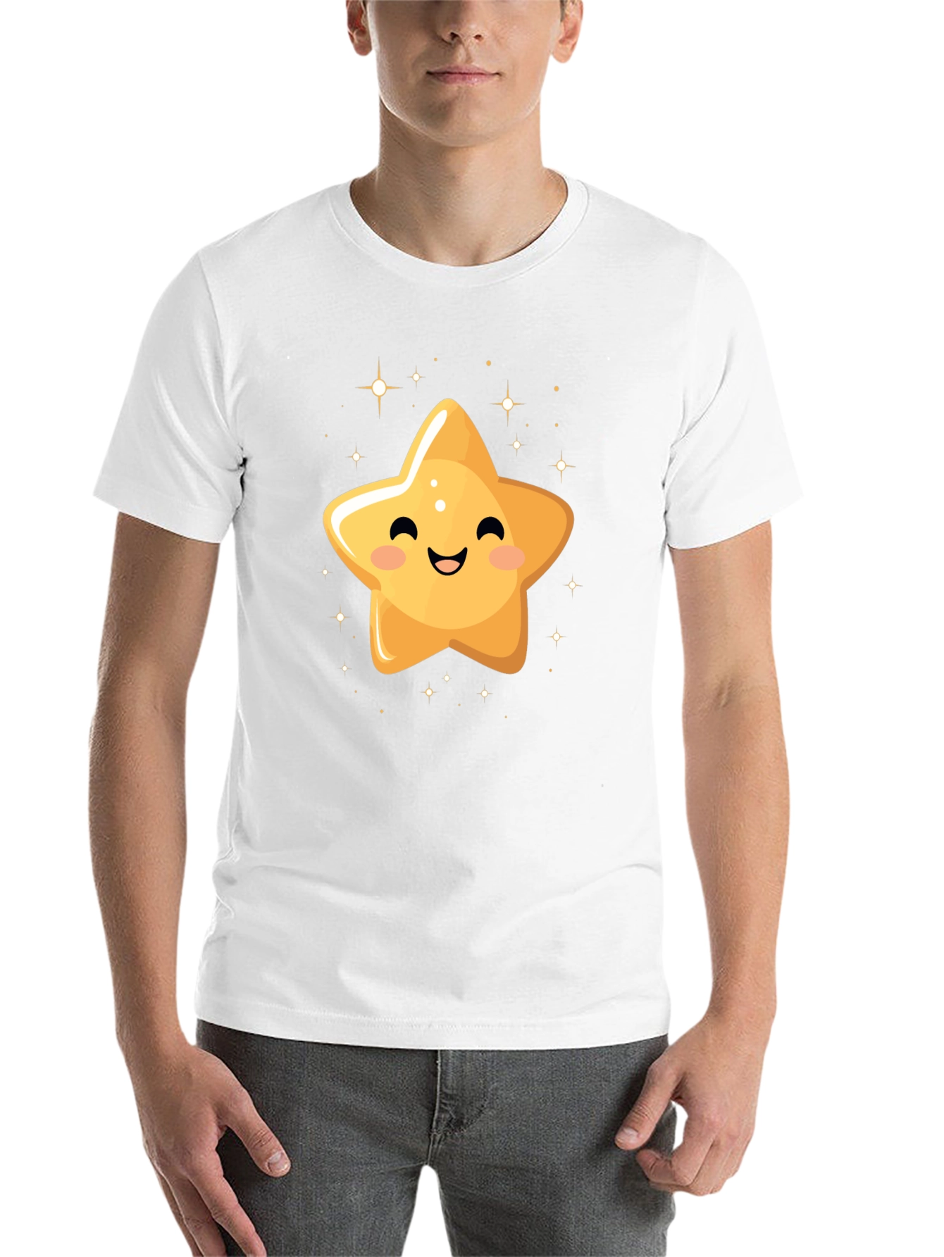 Black Cute Smiling Star Black T-Shirt view 14