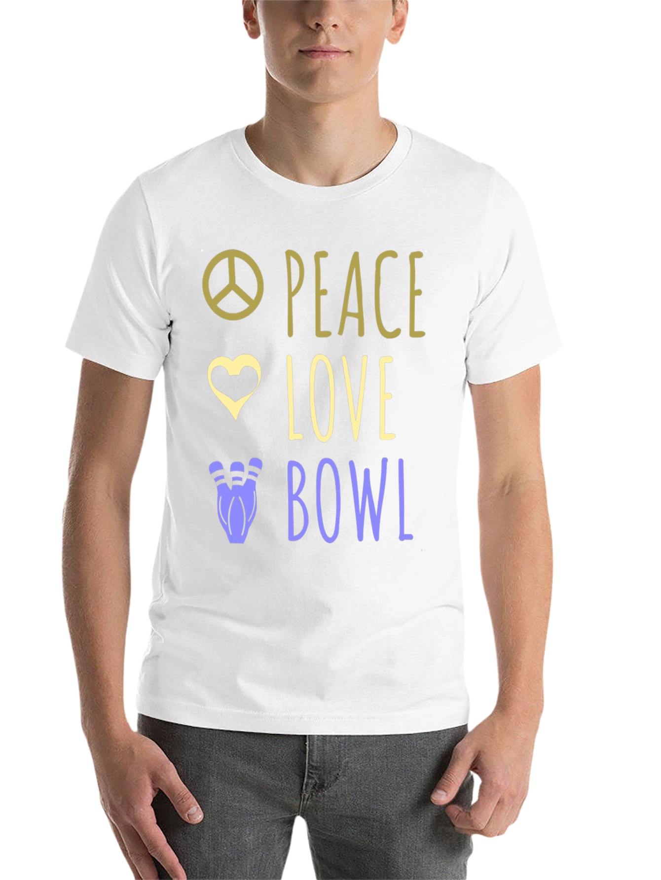 Black Peace Love Bowl T-Shirt Bowling Gift view 14