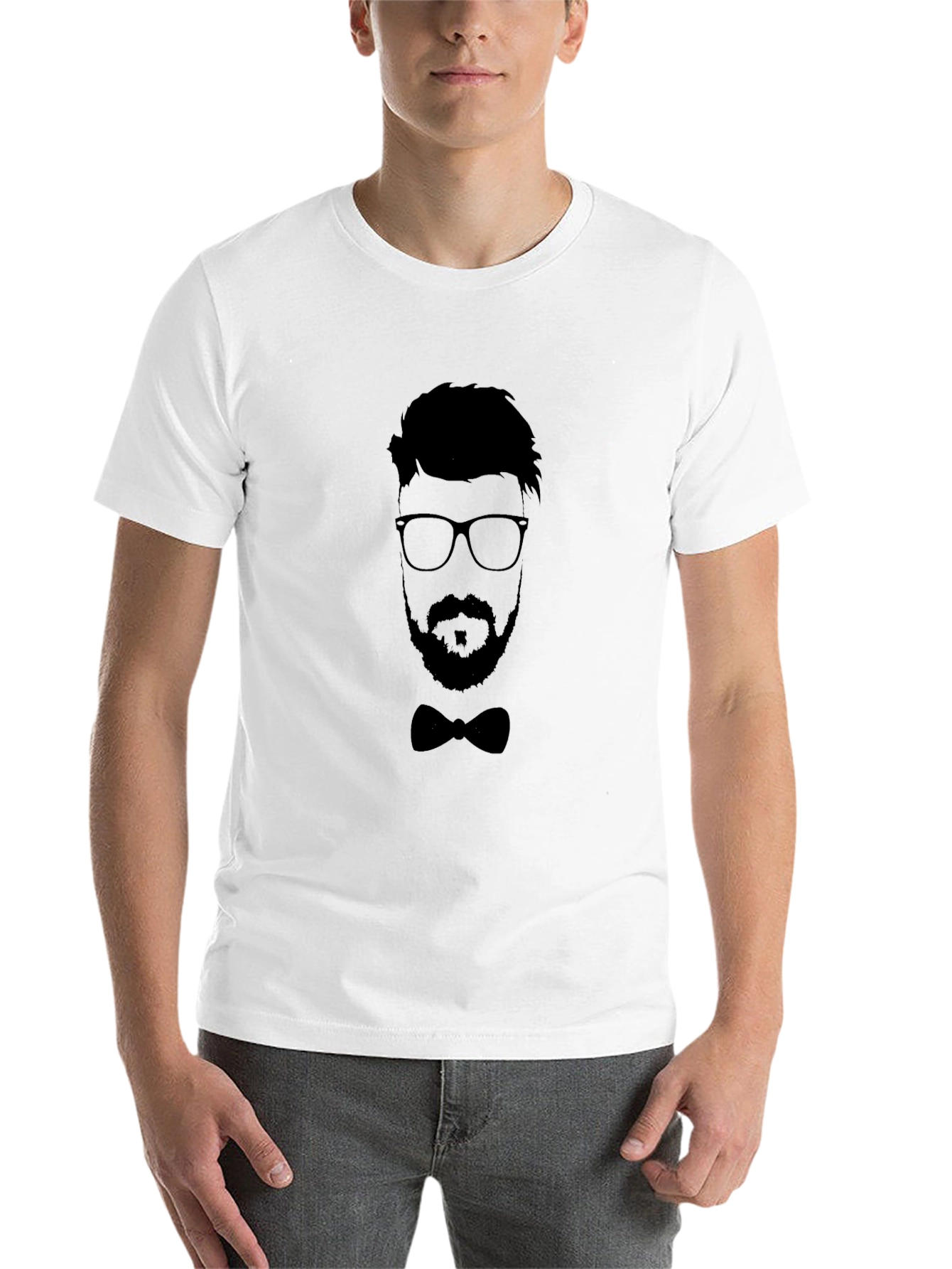 Black Men's Black Silhouette Graphic Tee - Smart Casual view 14