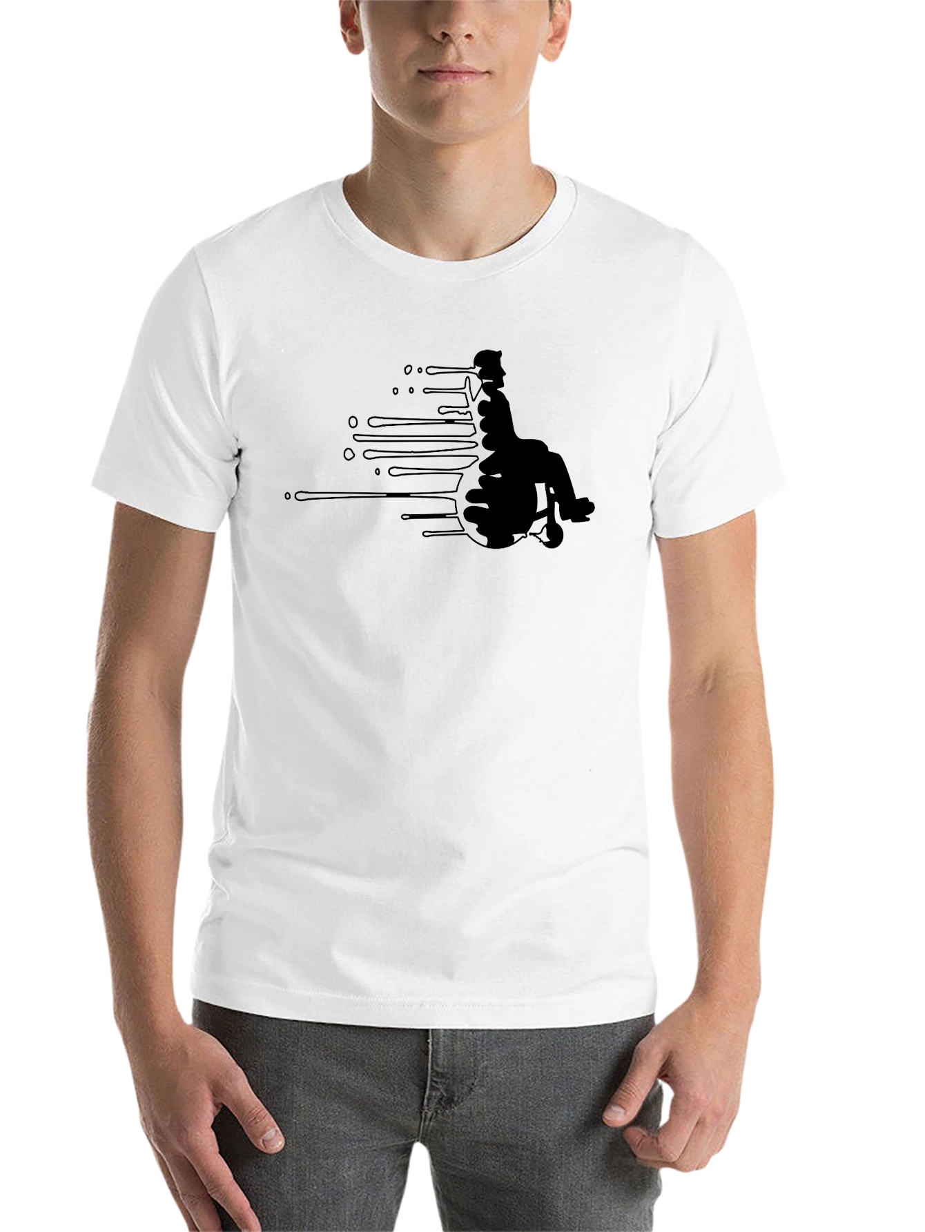 Black Wheelchair Silhouette Graphic Tee - Black Cotton T-Shirt view 14
