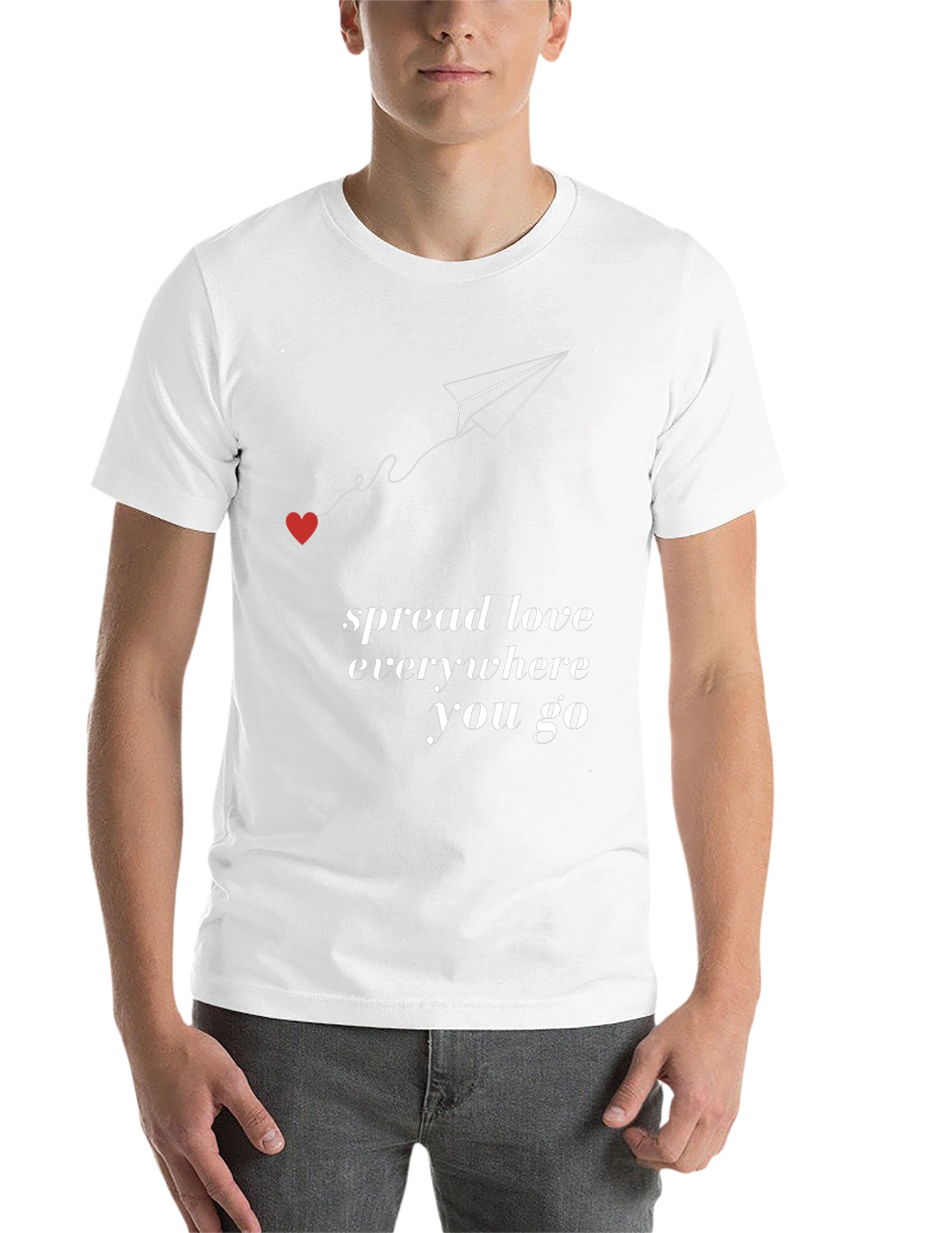 Black Spread Love T-Shirt - Stylish Heart Paper Plane Design view 14