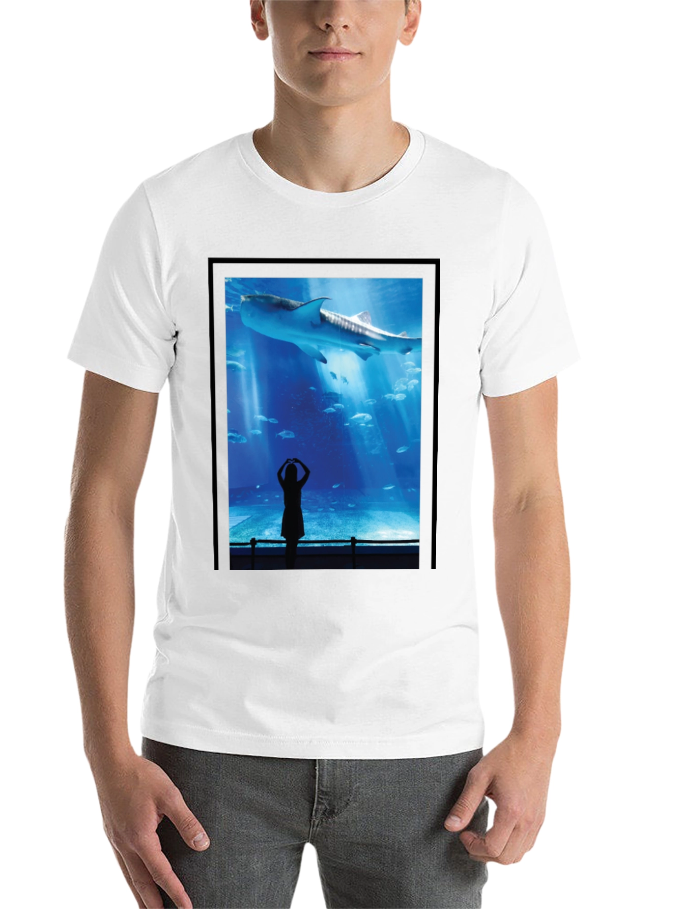 Black Aquarium Shark Graphic Tee - Black Cotton T-Shirt view 14