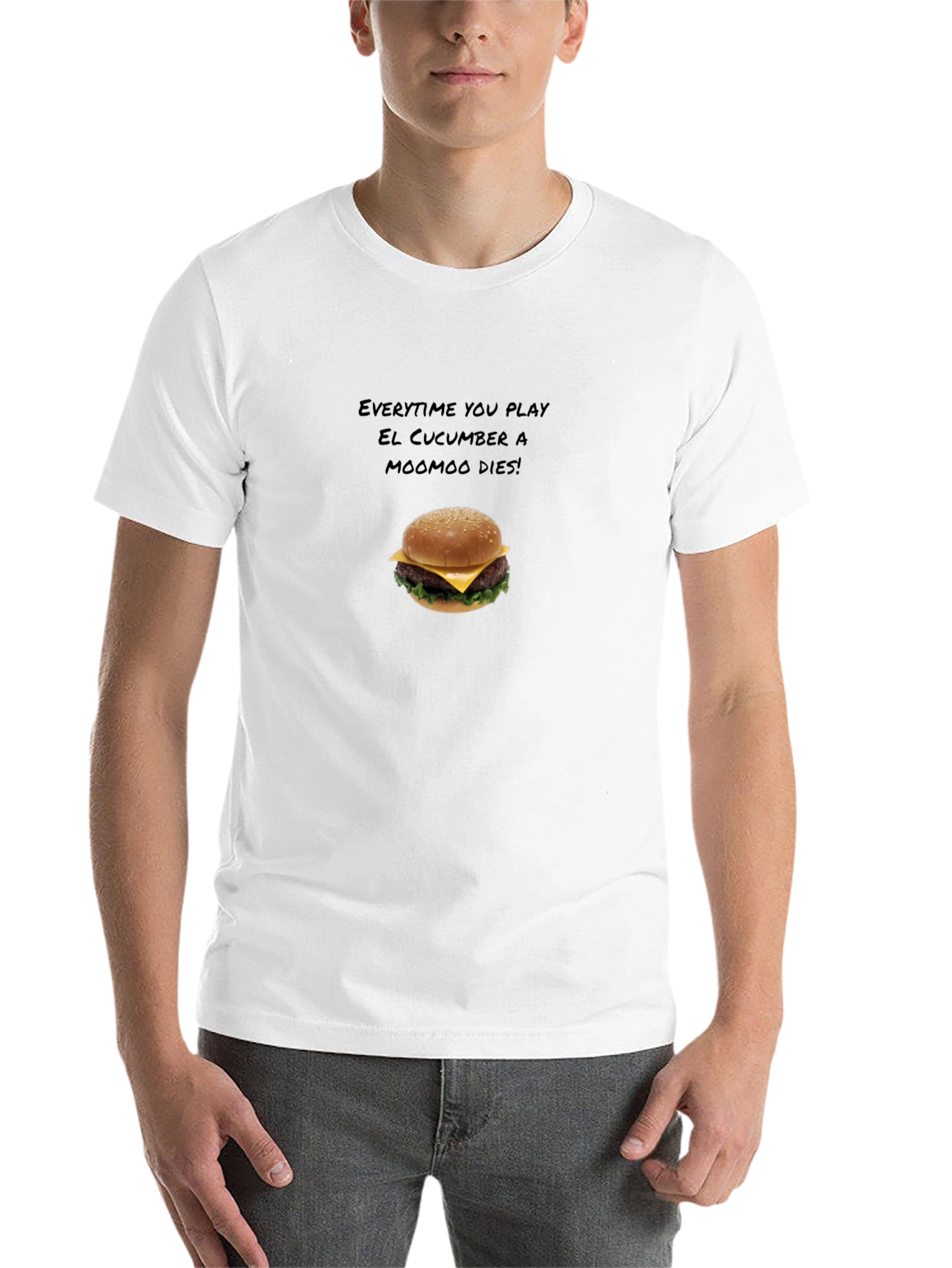 Black Humorous El Cucumber Burger Graphic T-Shirt view 14