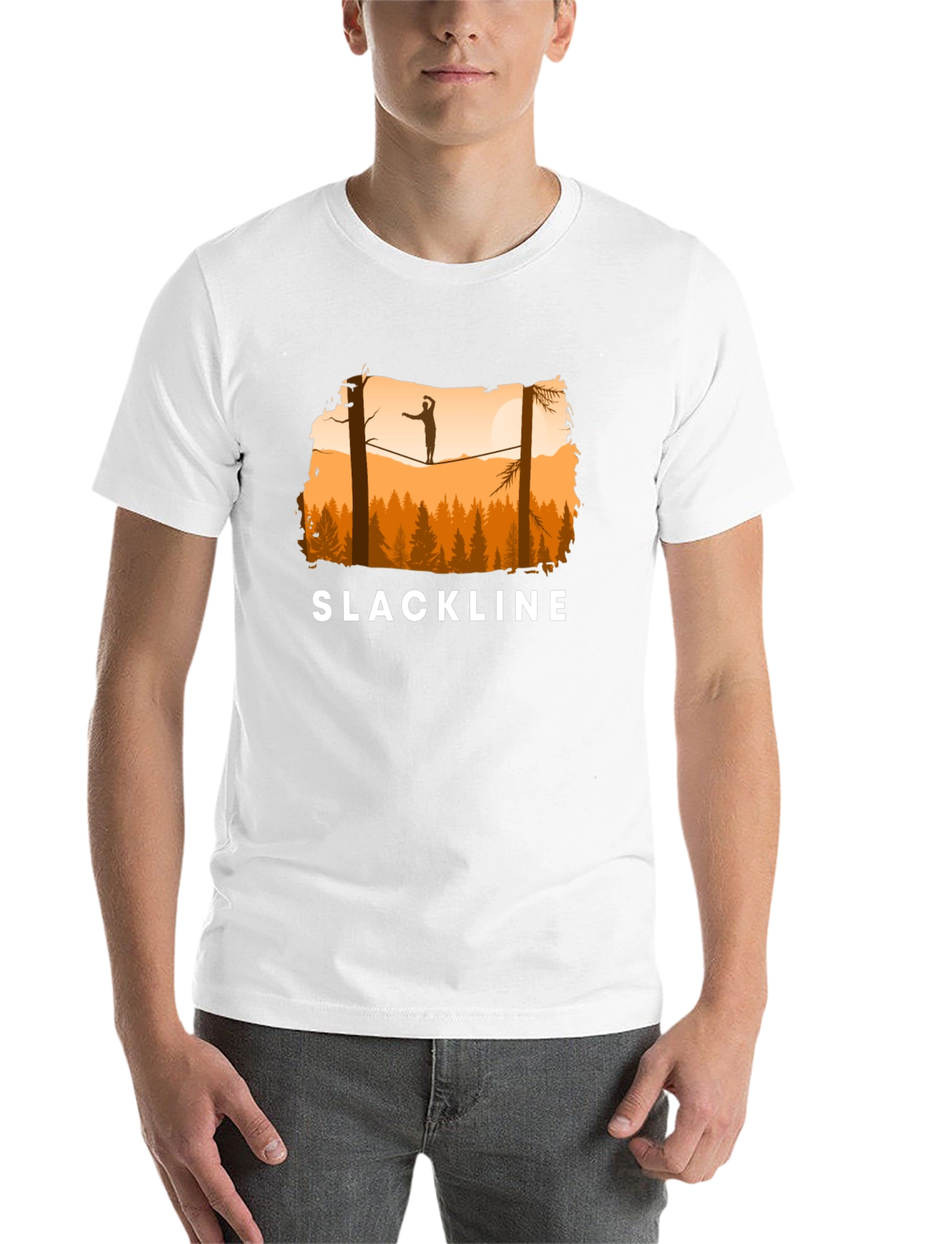 Black Slackline T-Shirt Balance in Nature view 14