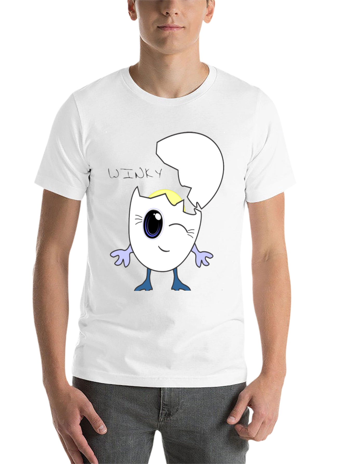 Black Winky Egg Graphic T-Shirt - Unique Cartoon Design view 14