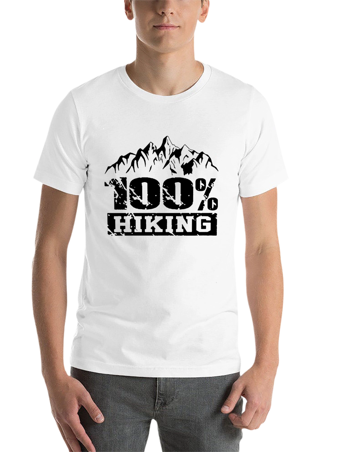Black 100% Hiking Graphic Tee - Black Mountain Design view 14