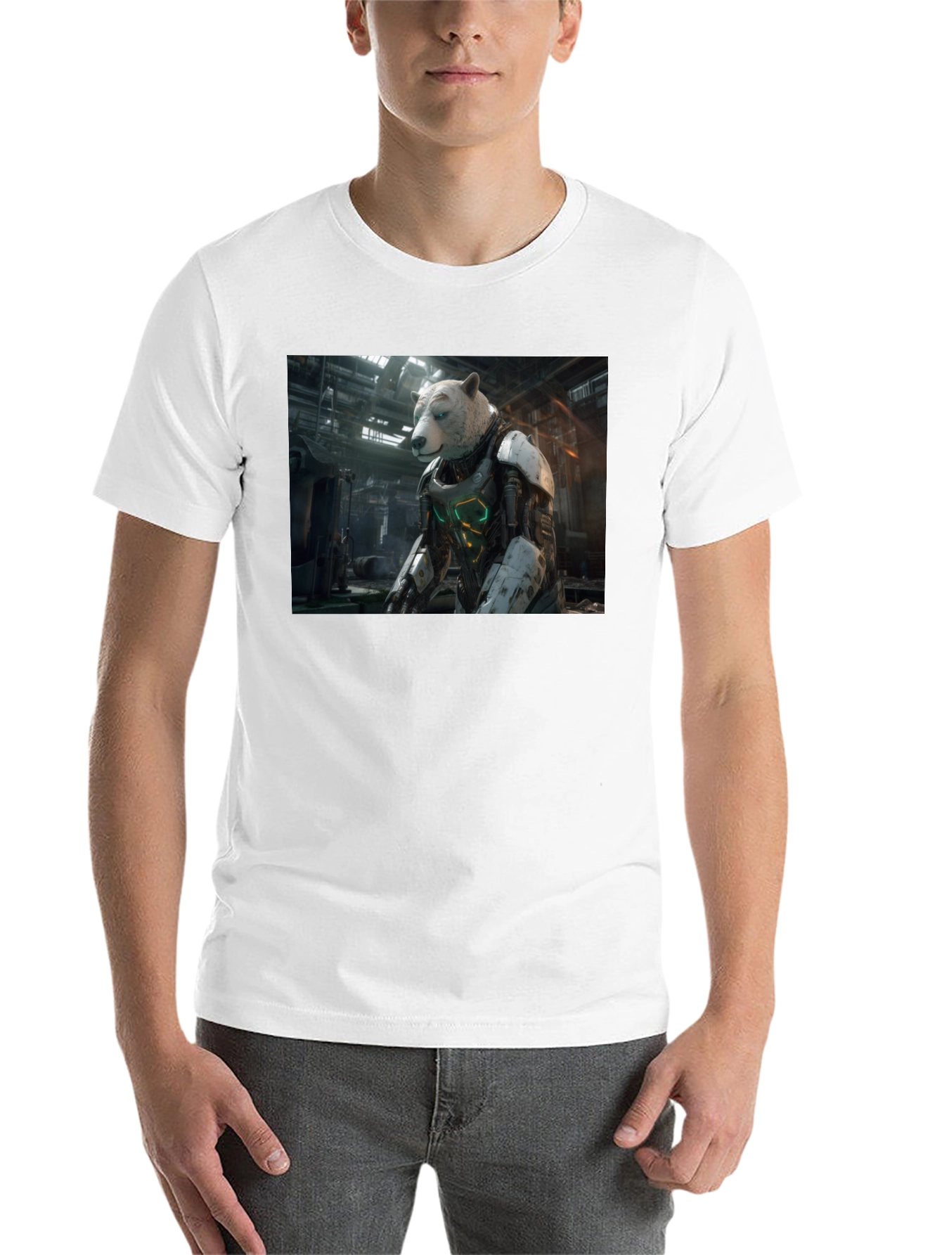 Black Sci-Fi Bear Robot T-Shirt view 14