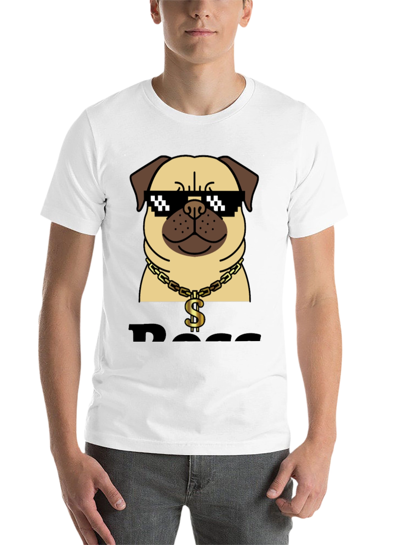 Black Pug Boss T-Shirt - Funny Dog Graphic Tee view 14