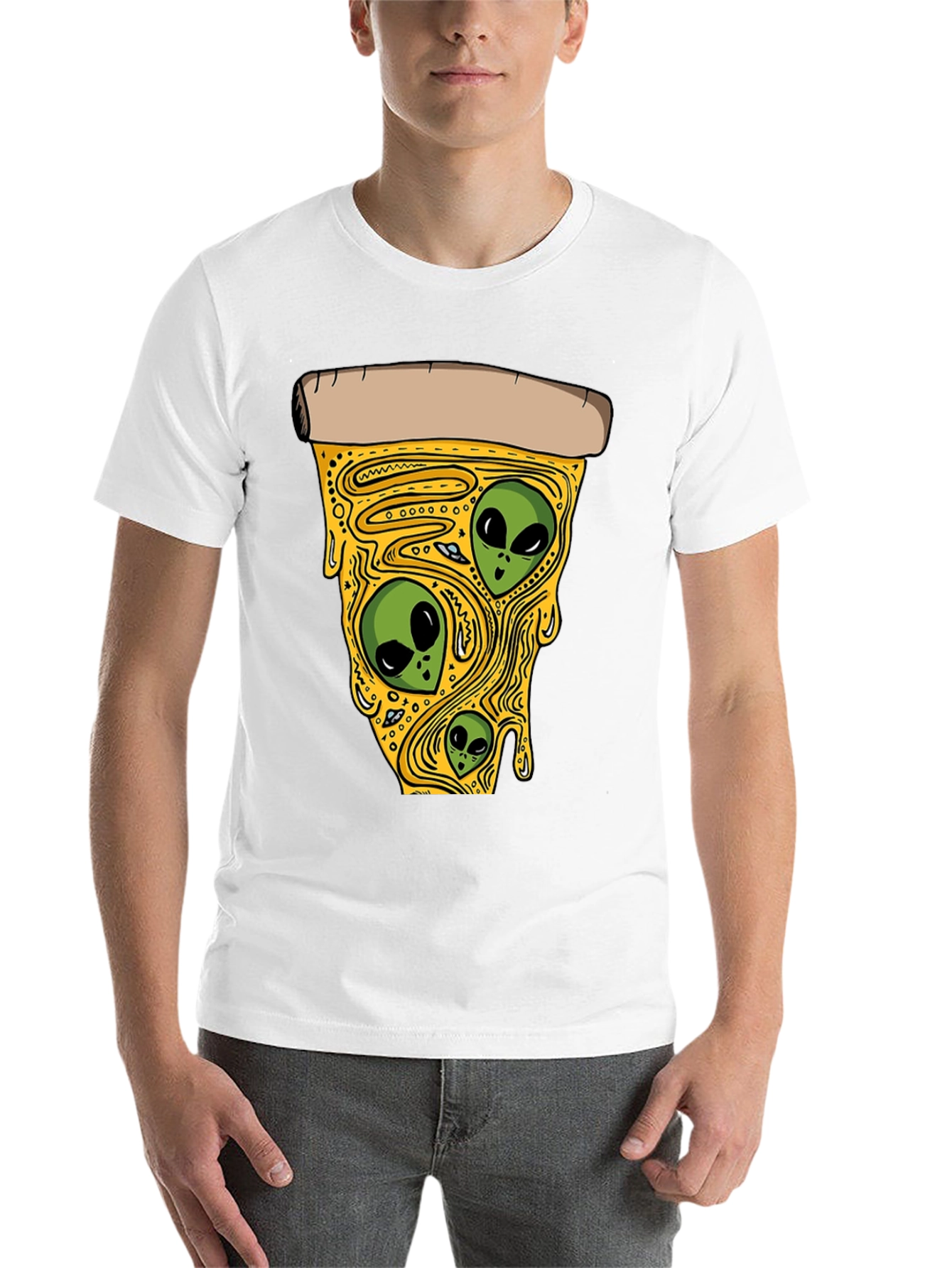 Black Alien Pizza Graphic T-Shirt view 14