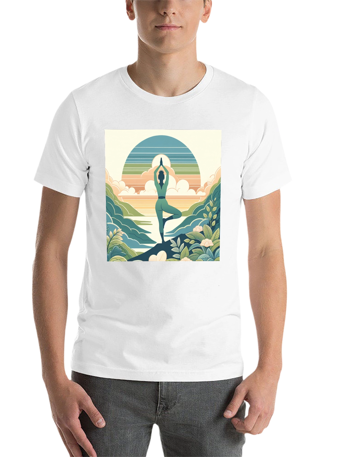 Black Yoga Serenity Tee - Nature Balance Design view 14