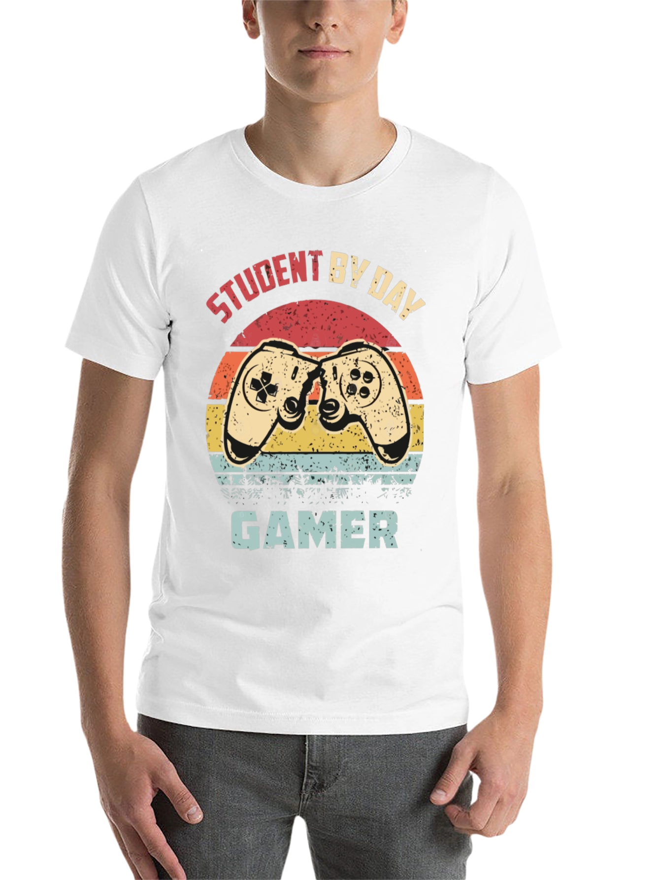 Black Student by Day Gamer T-Shirt - Retro Design view 14