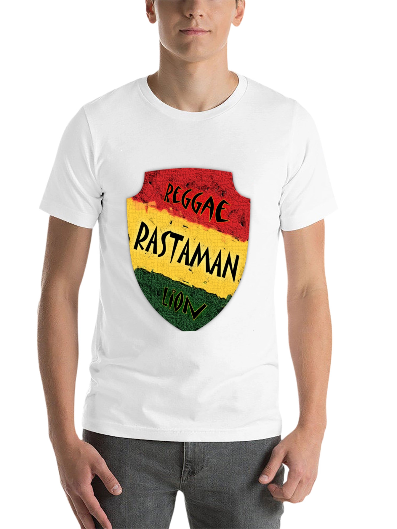 Black Reggae Rastaman Lion Graphic T-Shirt - Black view 14