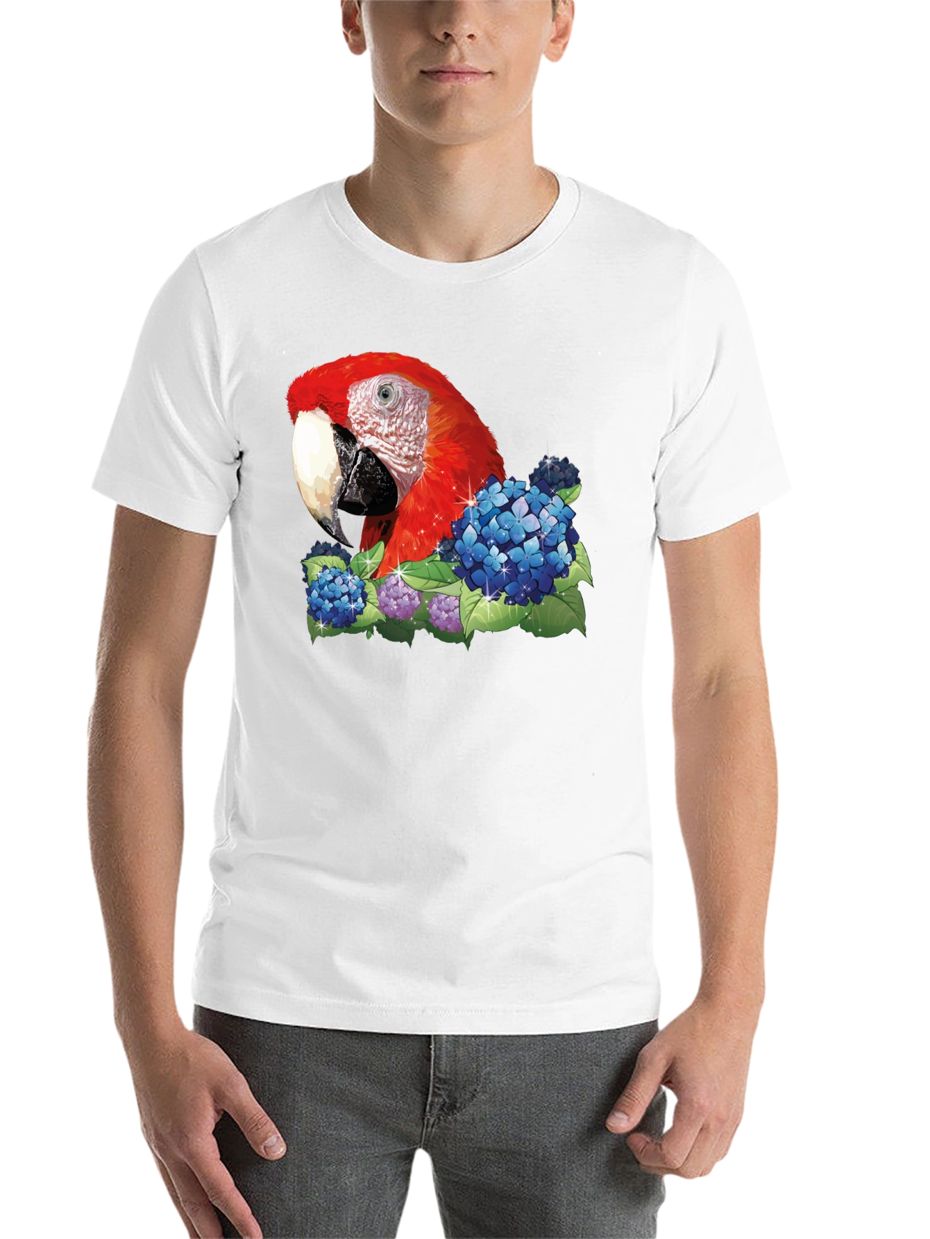 Black Parrot & Flowers Graphic T-Shirt - Black view 14