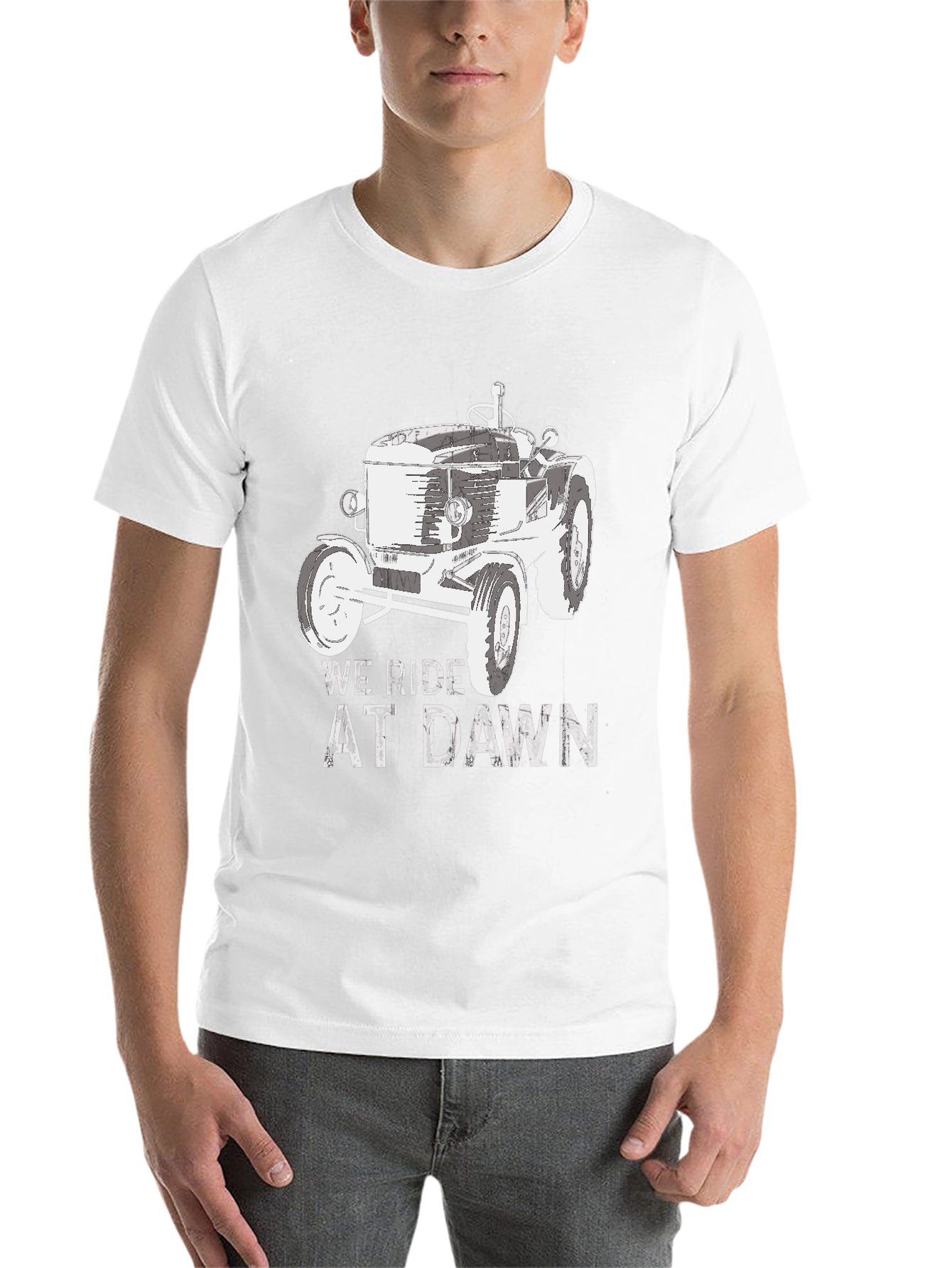 Black We Ride At Dawn Tractor Graphic Tee view 14