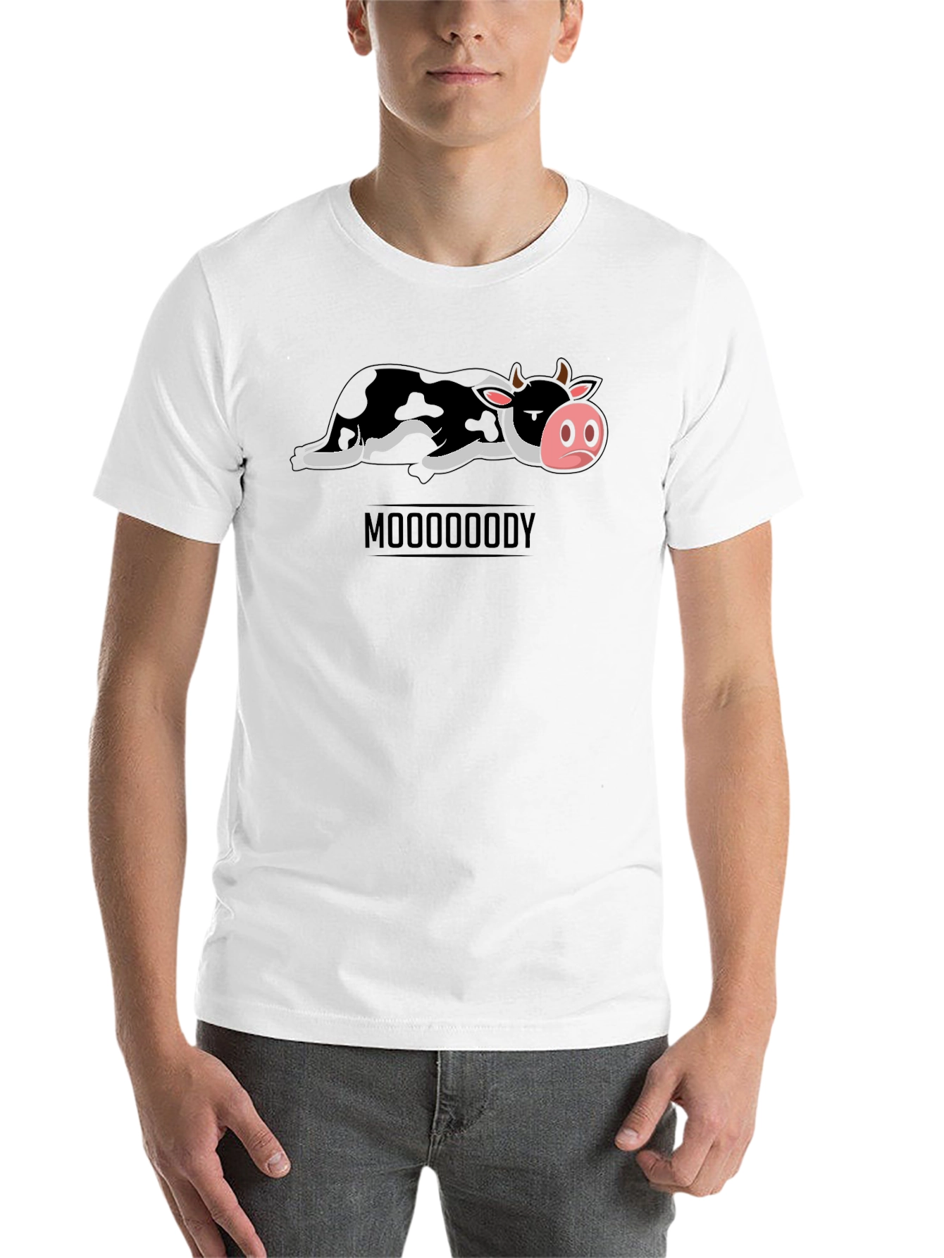Mooooody Graphic Tee - Funny Cow Design - 14