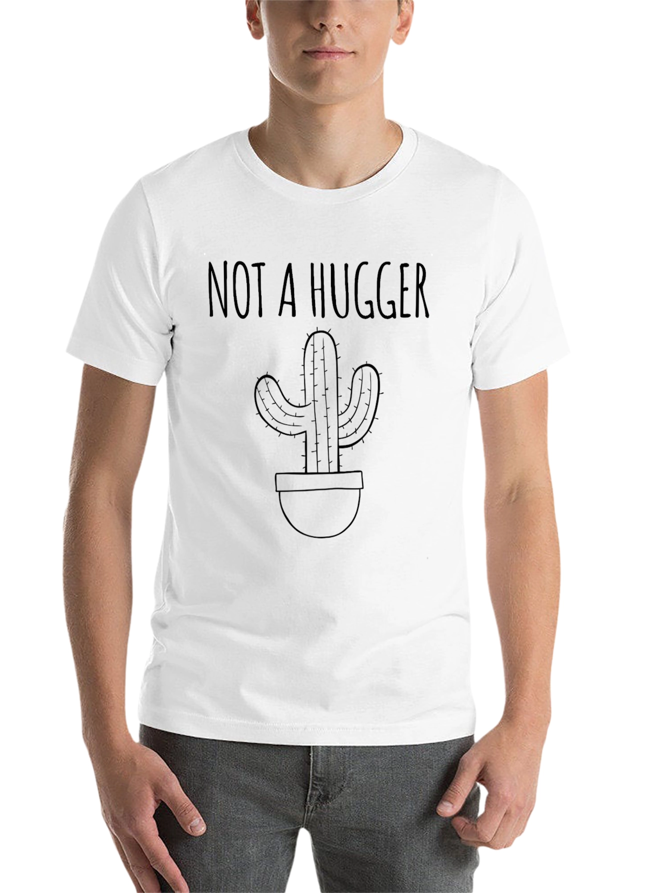 Black Not A Hugger Cactus Graphic Tee - Unisex view 14