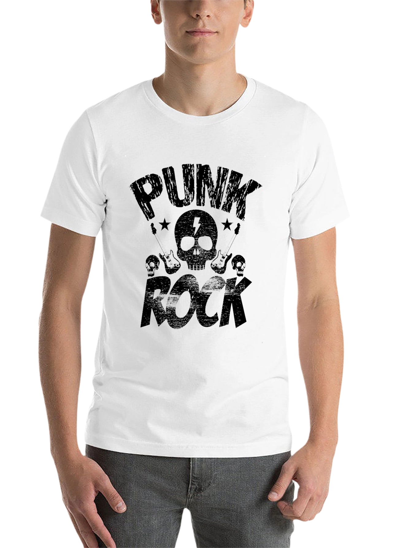 Black Punk Rock Graphic T-Shirt - Black view 14