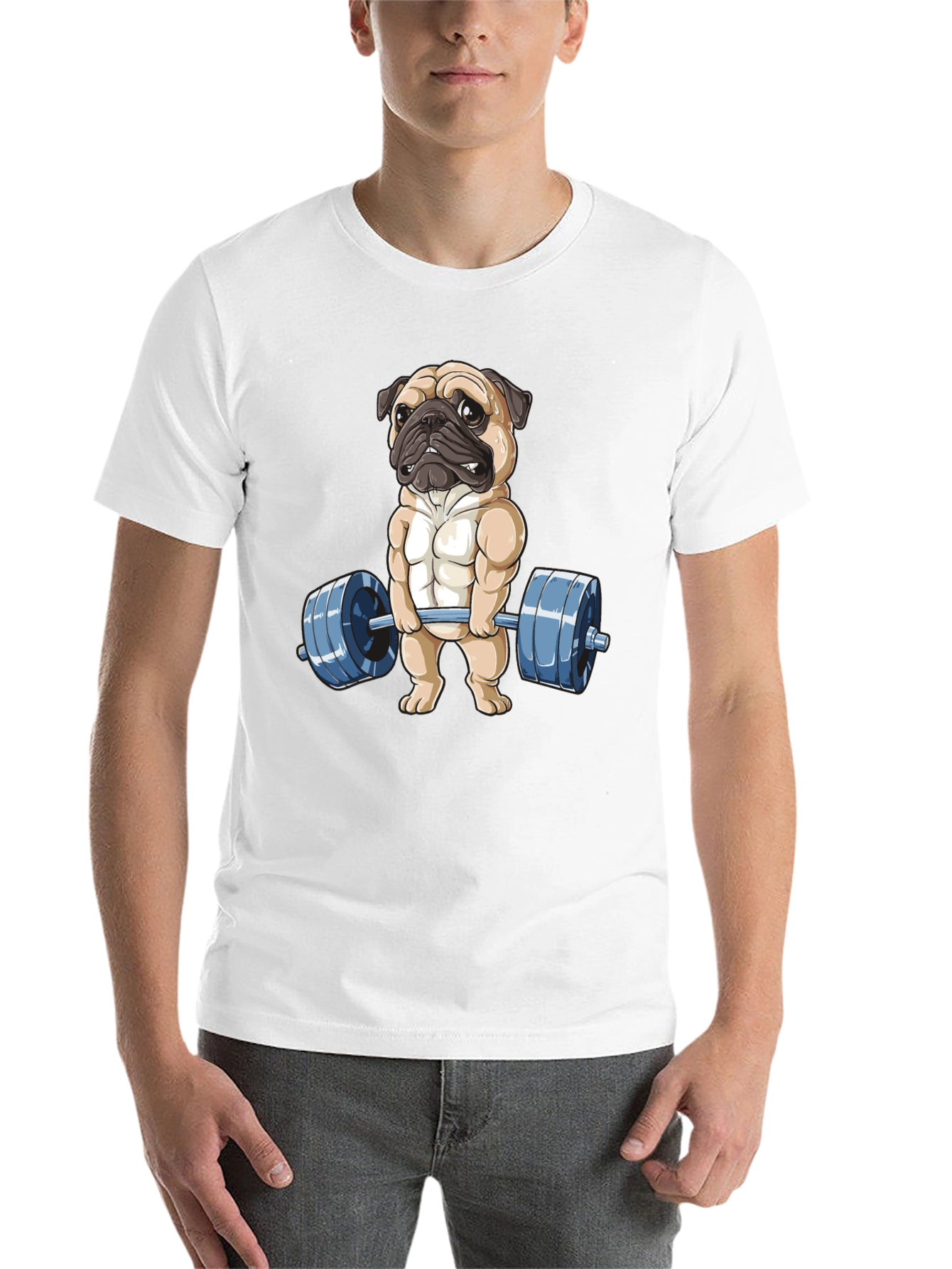 Black Pug Lifter T-Shirt - Black Cotton Fitness Tee view 14