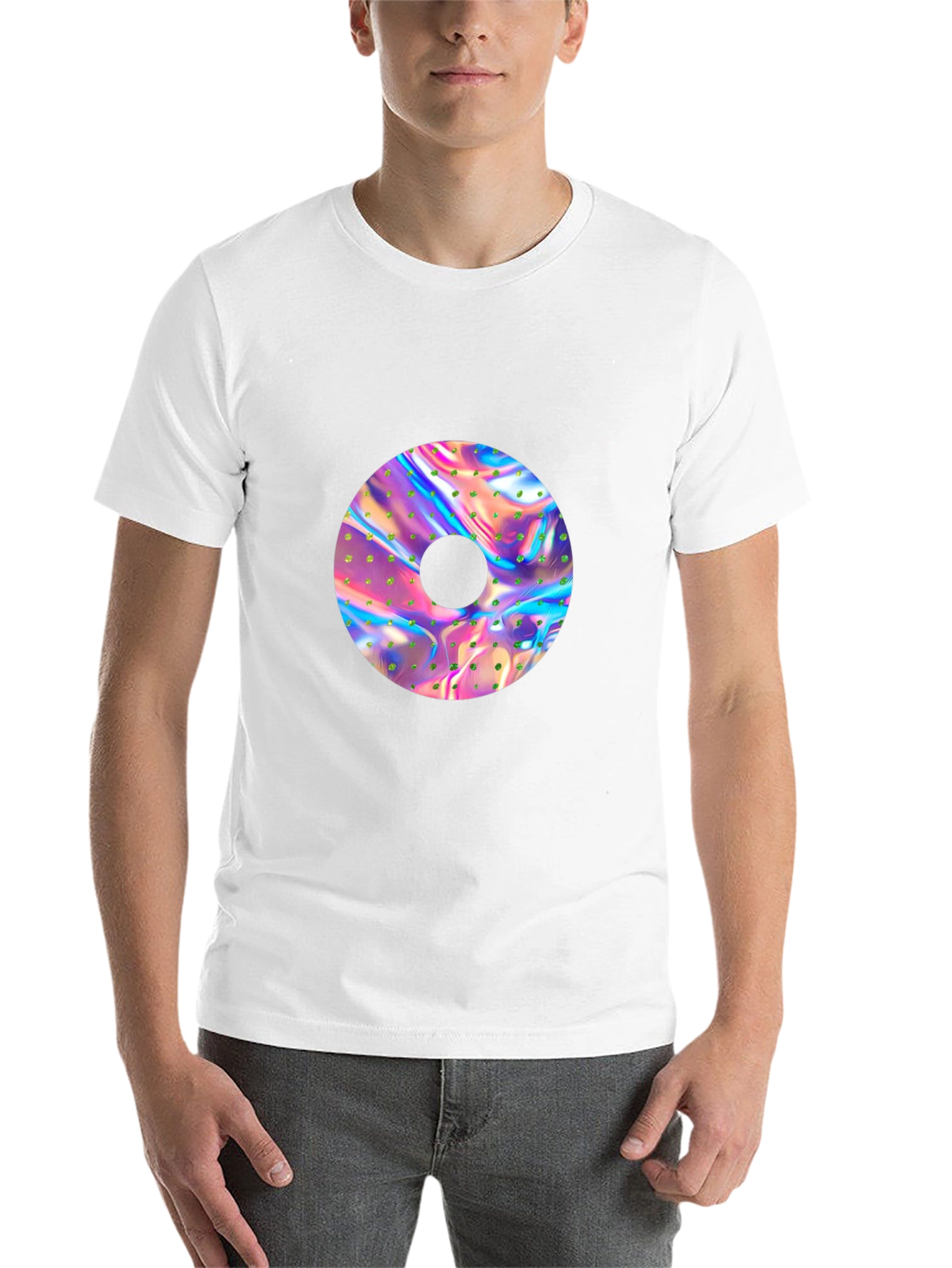 Black Holographic Donut Graphic Black Tee view 14