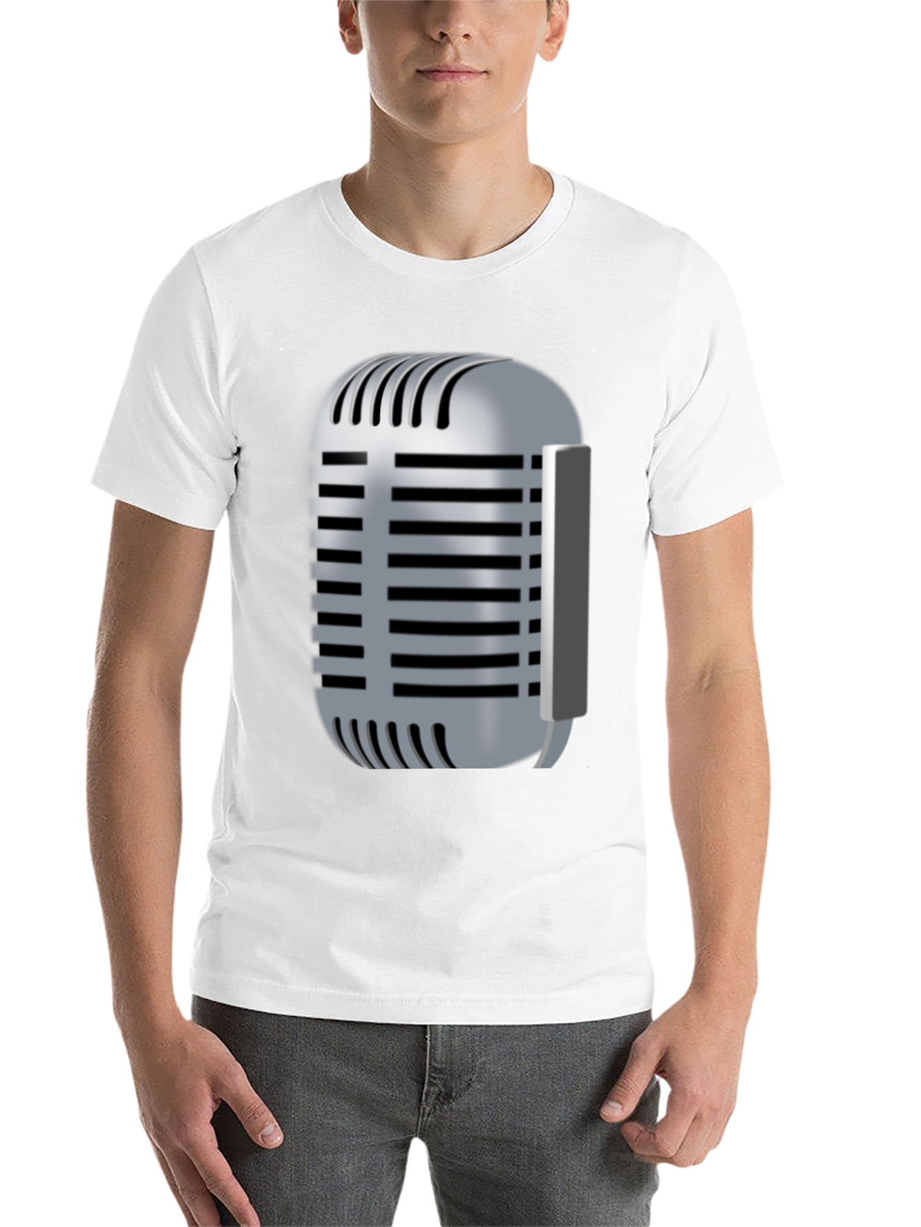 Black Vintage Microphone Graphic T-Shirt view 14