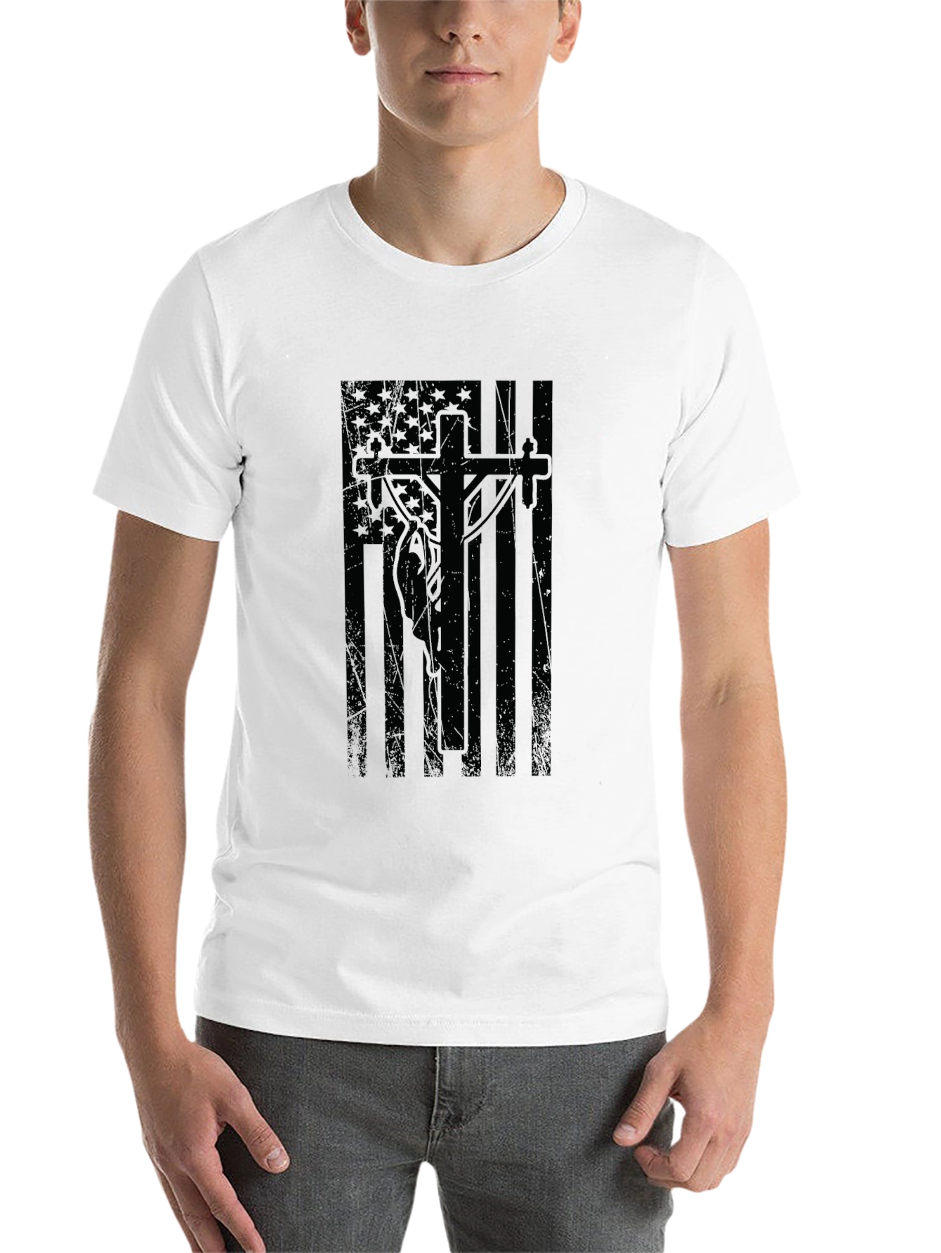 Black American Flag Lineman T-Shirt view 14