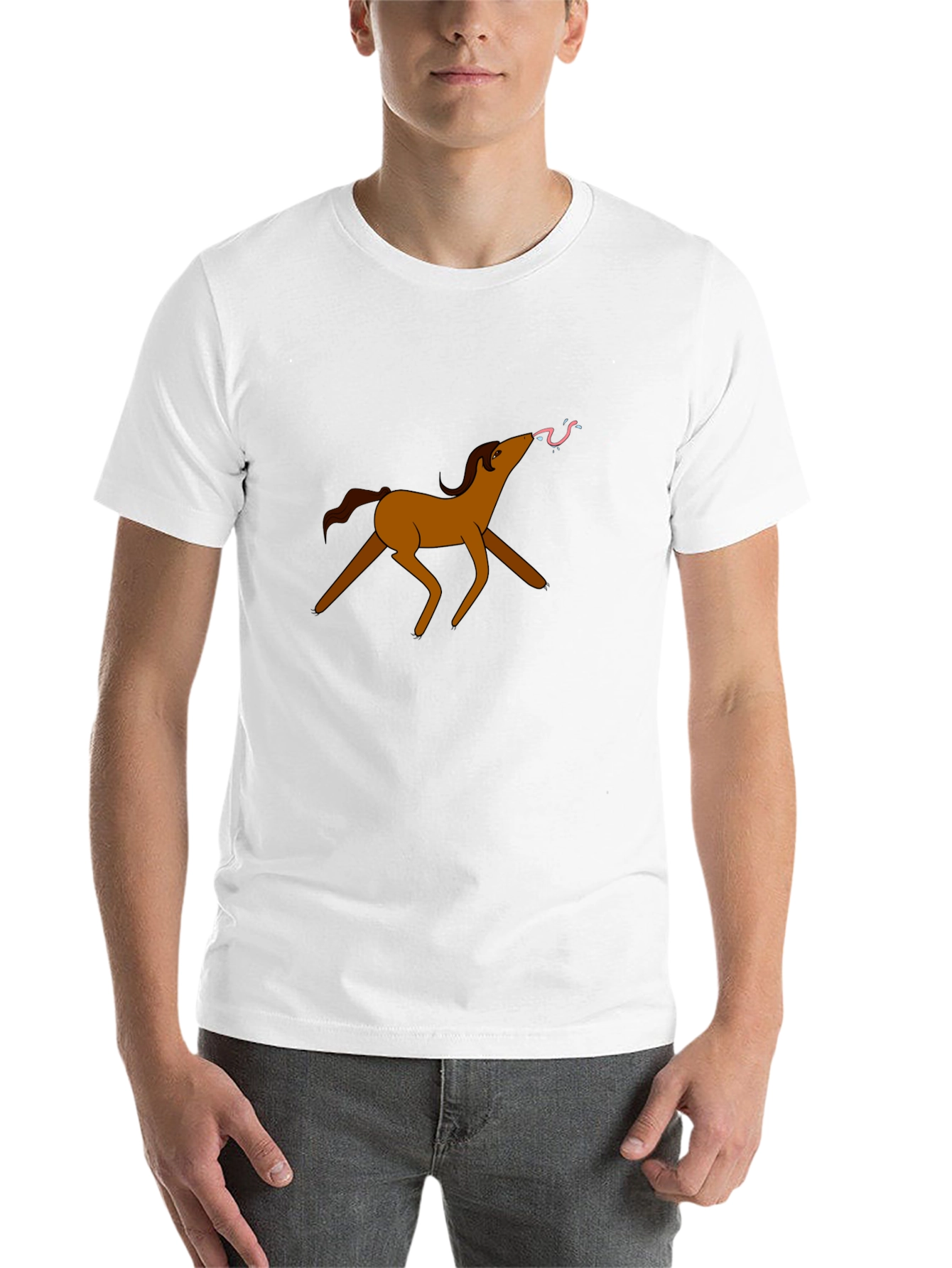Black Cartoon Horse Graphic Tee - Unique Design view 14