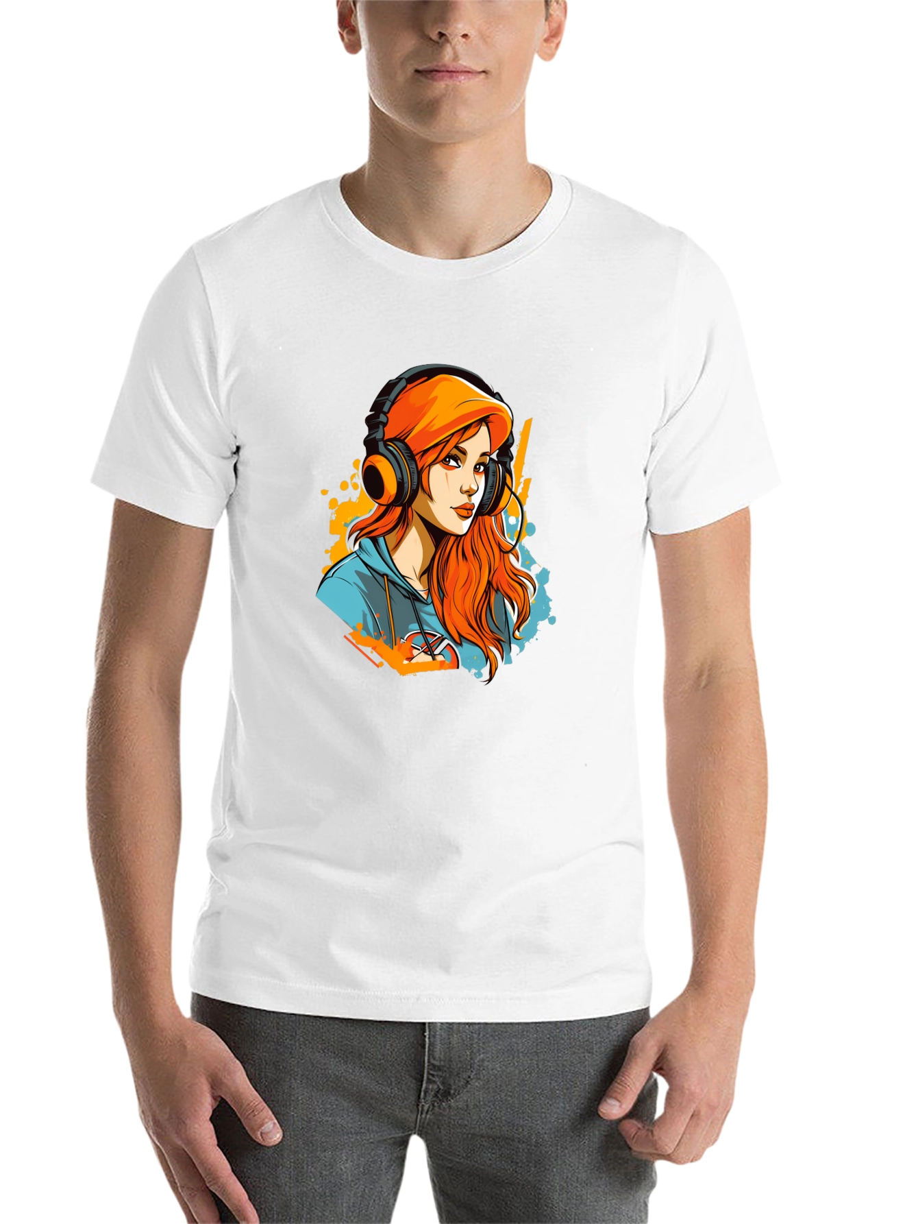 Black Gamer Girl T-Shirt - Headphone Art Design view 14