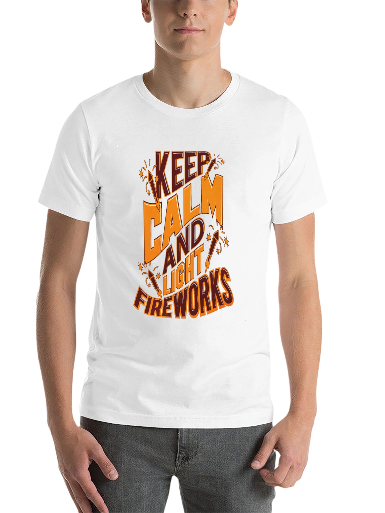 Keep Calm & Light Fireworks T-Shirt - Black Cotton Tee - 14
