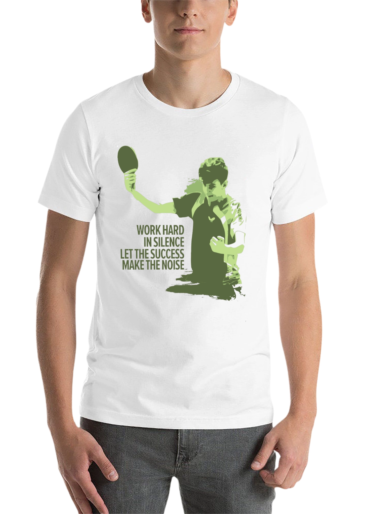 Black Table Tennis Graphic Tee - Work Hard T-Shirt view 14