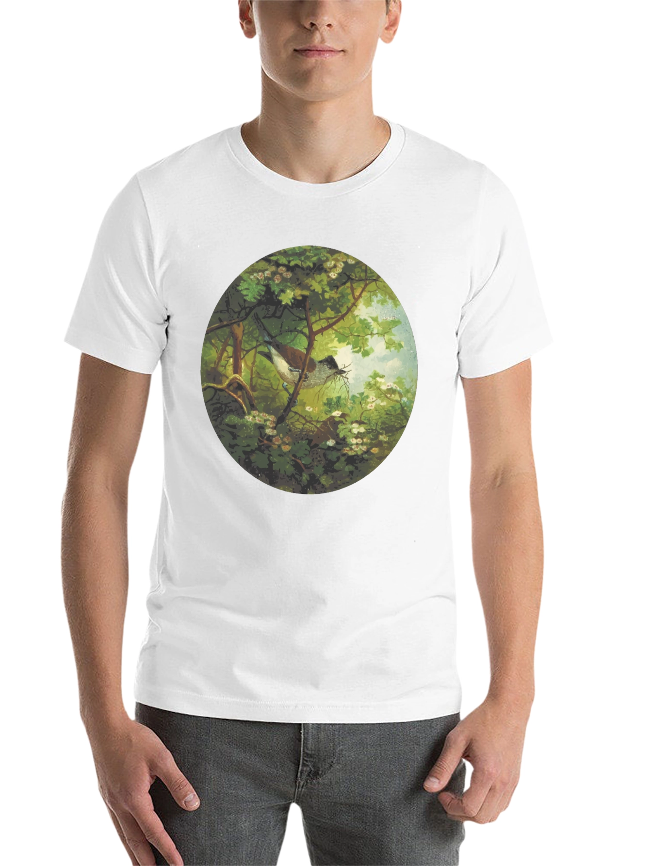 Black Bird & Nest Graphic Tee - Nature Art Shirt view 14