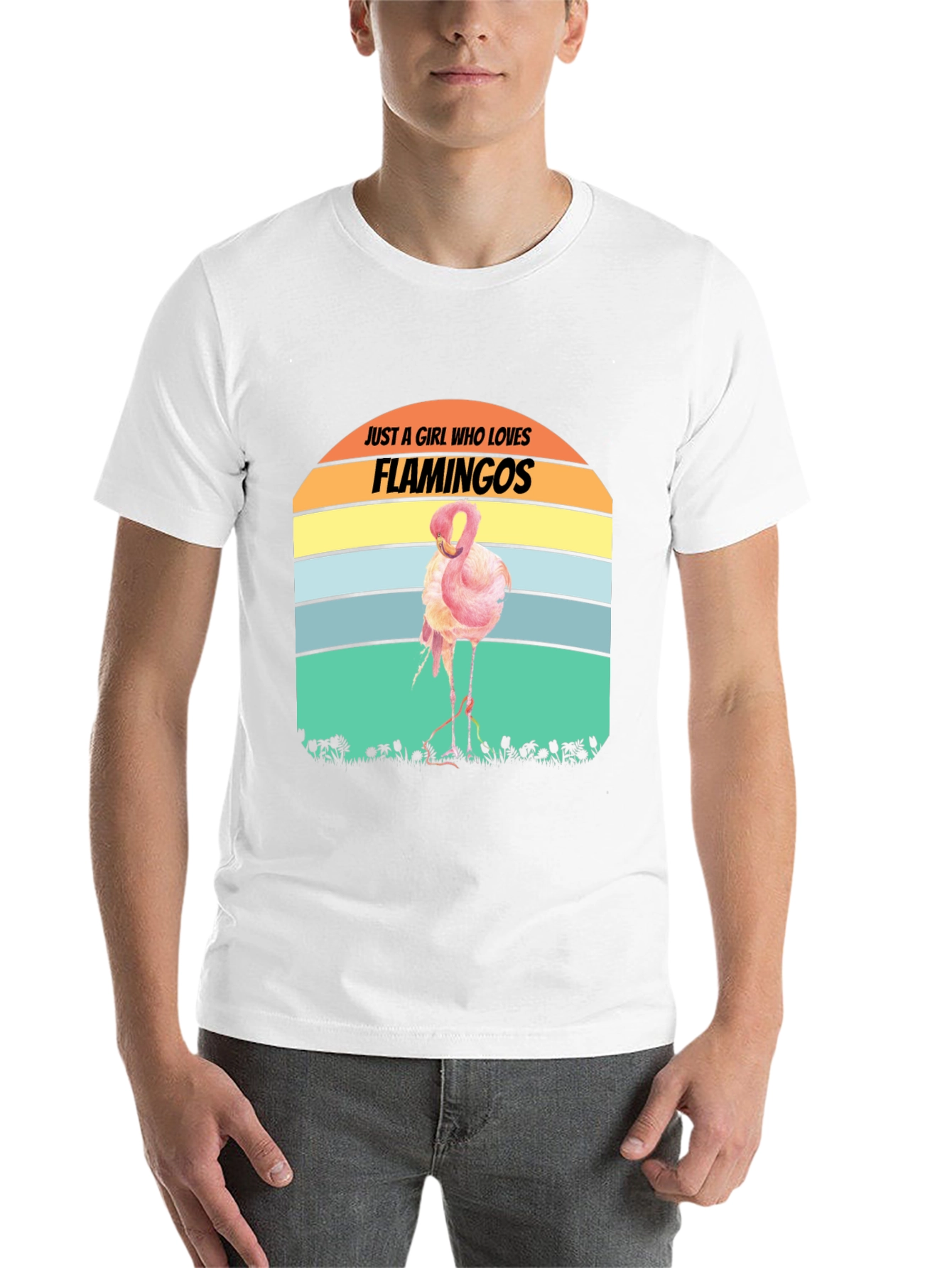 Black Just A Girl Who Loves Flamingos T-Shirt view 14