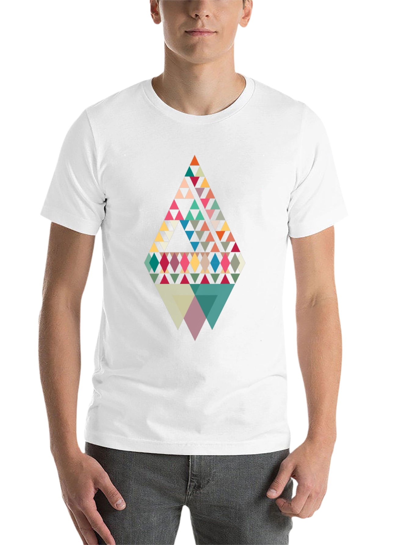 Black Geometric Triangle Pattern Graphic Tee view 14
