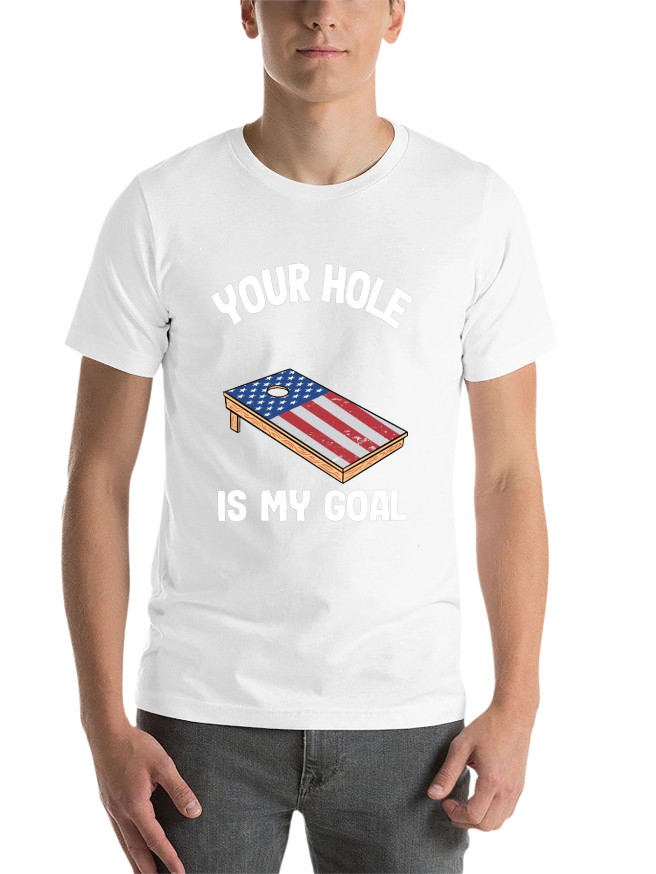 Black Your Hole Is My Goal Patriotic Cornhole T-Shirt view 14
