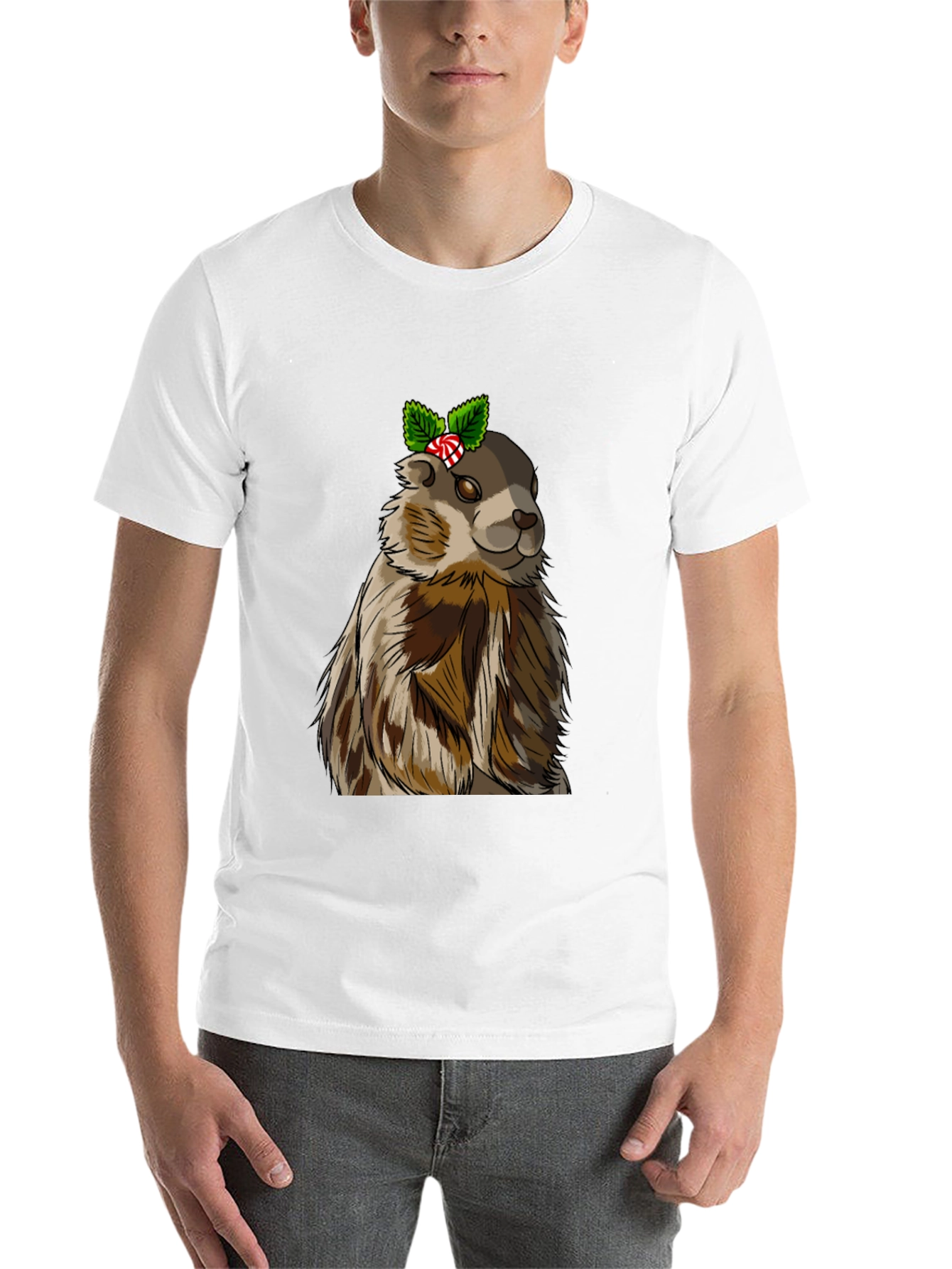 Black Festive Groundhog T-Shirt - Holiday Cheer! view 14
