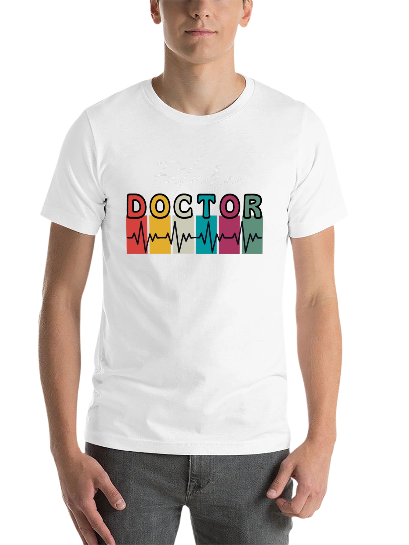 Black Future Doctor Heartbeat Graphic T-Shirt view 14