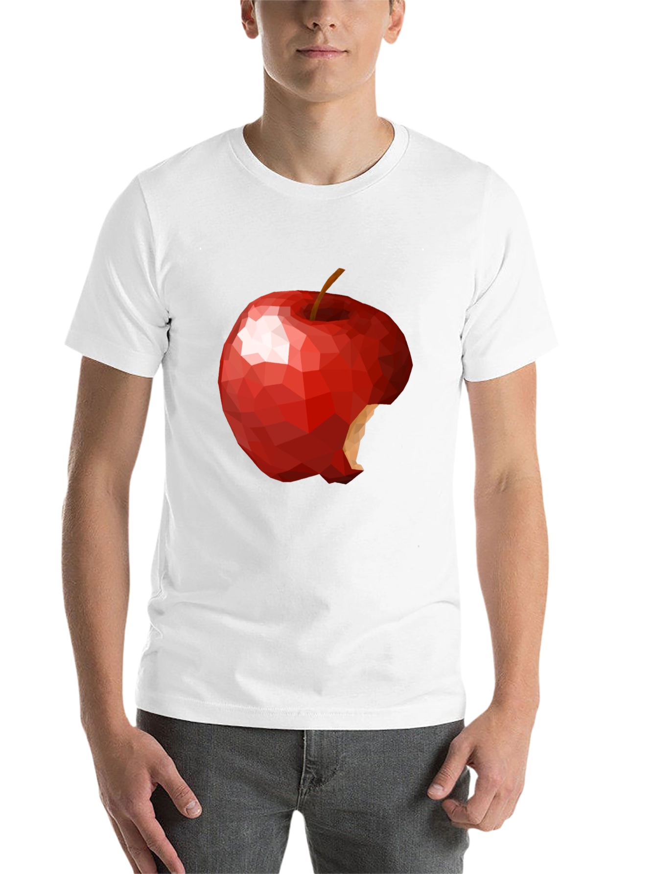 Black Geometric Bitten Apple Graphic T-Shirt view 14