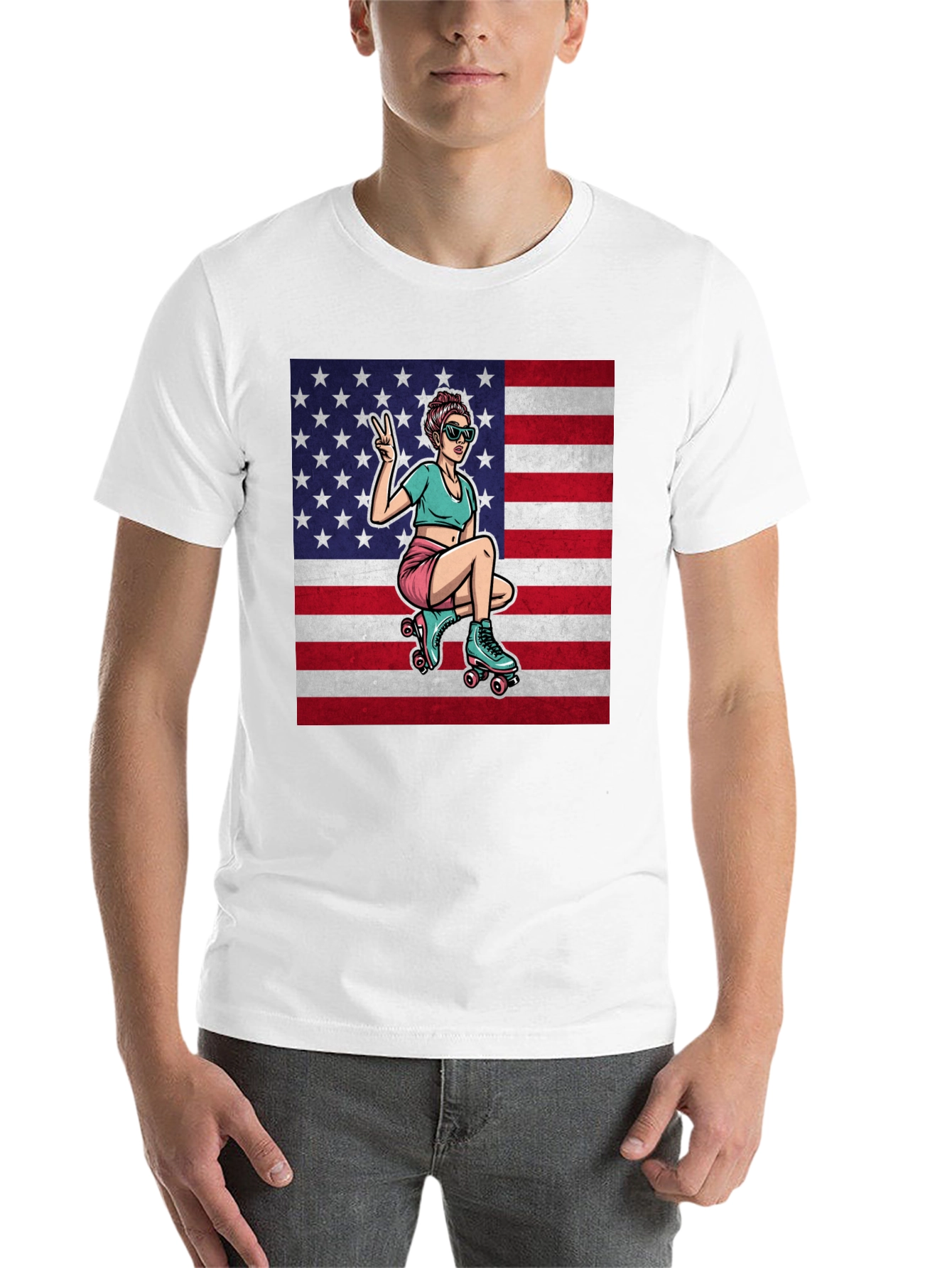 Black American Roller Girl Graphic Tee view 14