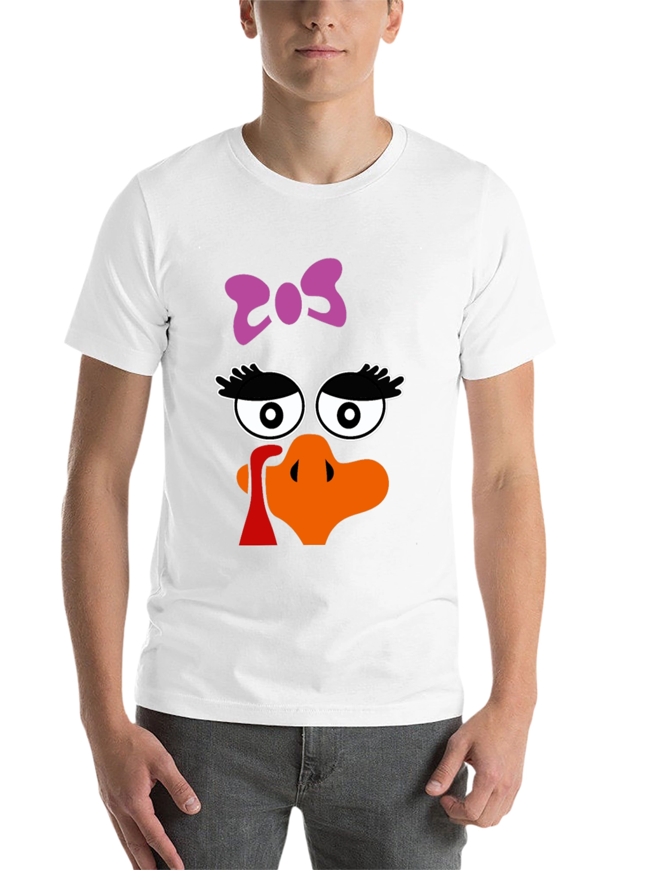 Thanksgiving Turkey Face Bow Black T-Shirt - 14