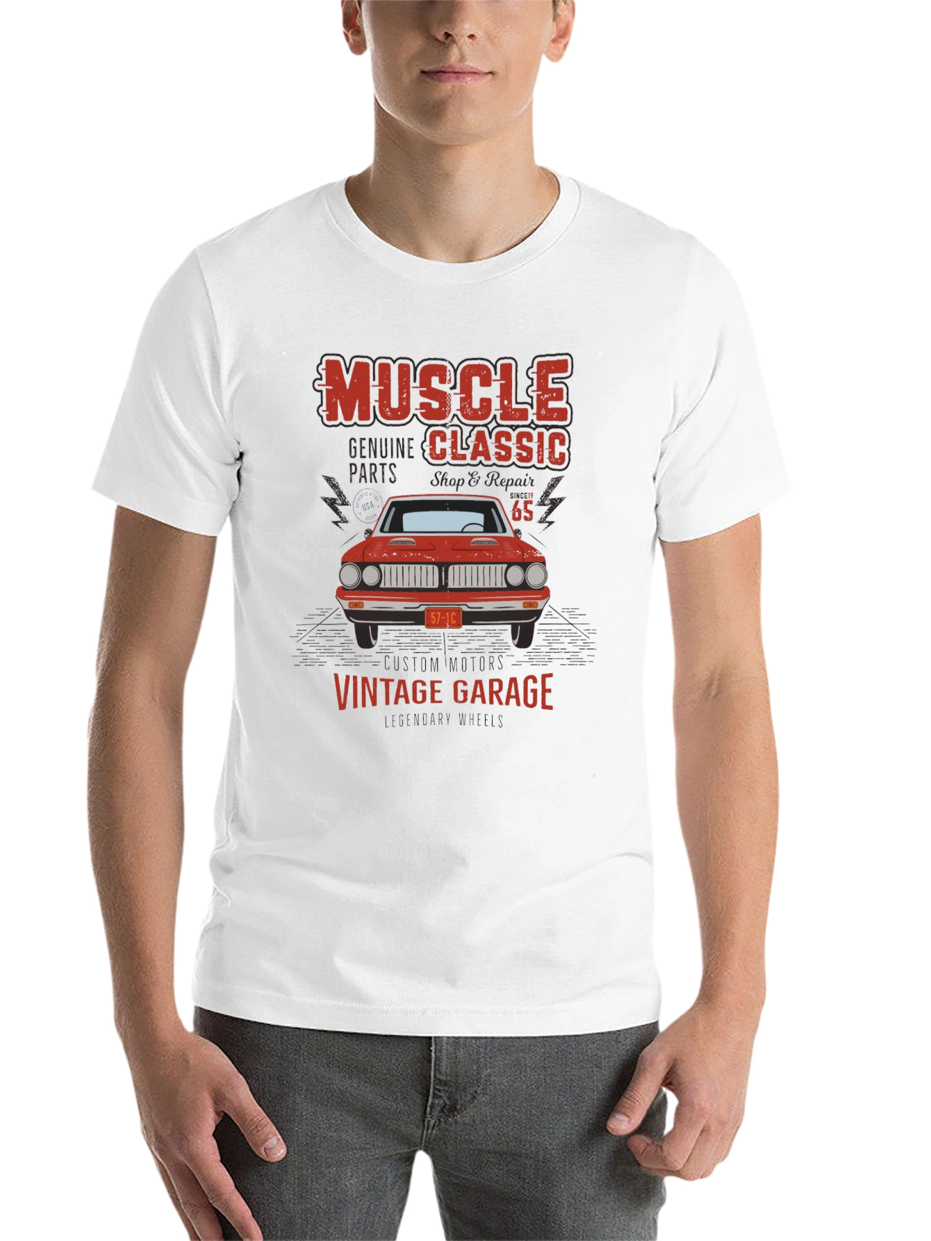 Black Muscle Classic Vintage Garage Graphic T-Shirt view 14