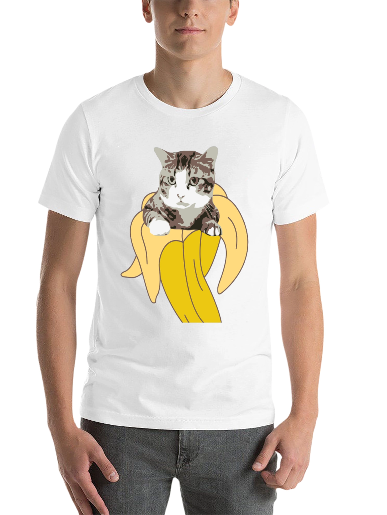 Black Cat in Banana T-Shirt - Funny Graphic Tee view 14