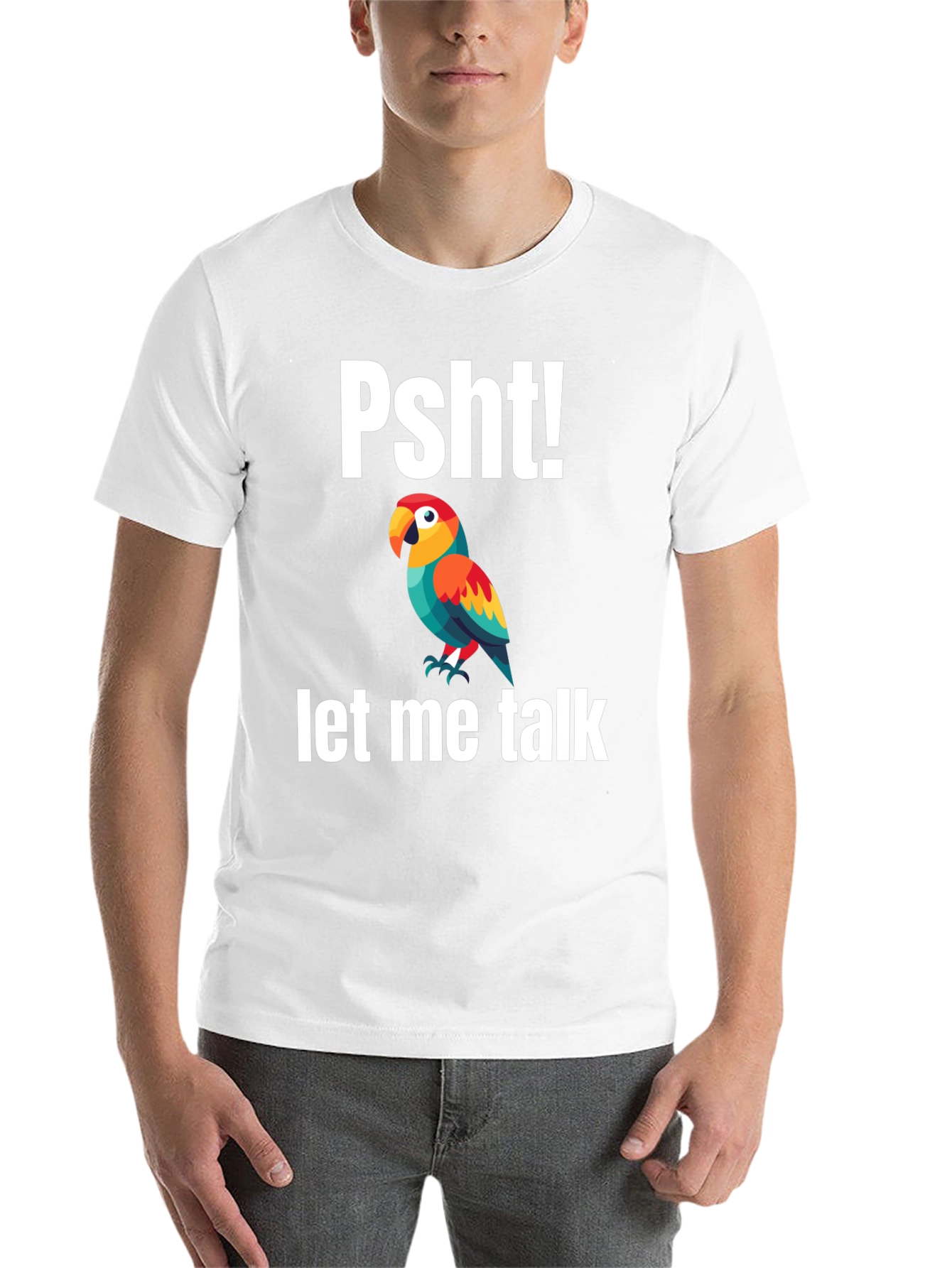 Black Psht! Let Me Talk Parrot T-Shirt view 14
