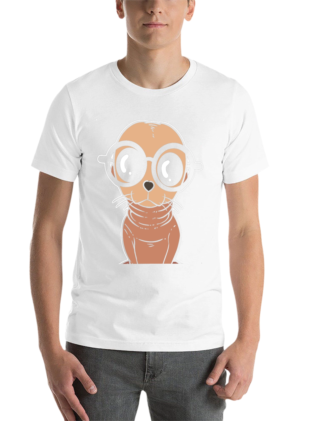 Black Cartoon Seal with Glasses T-Shirt view 14