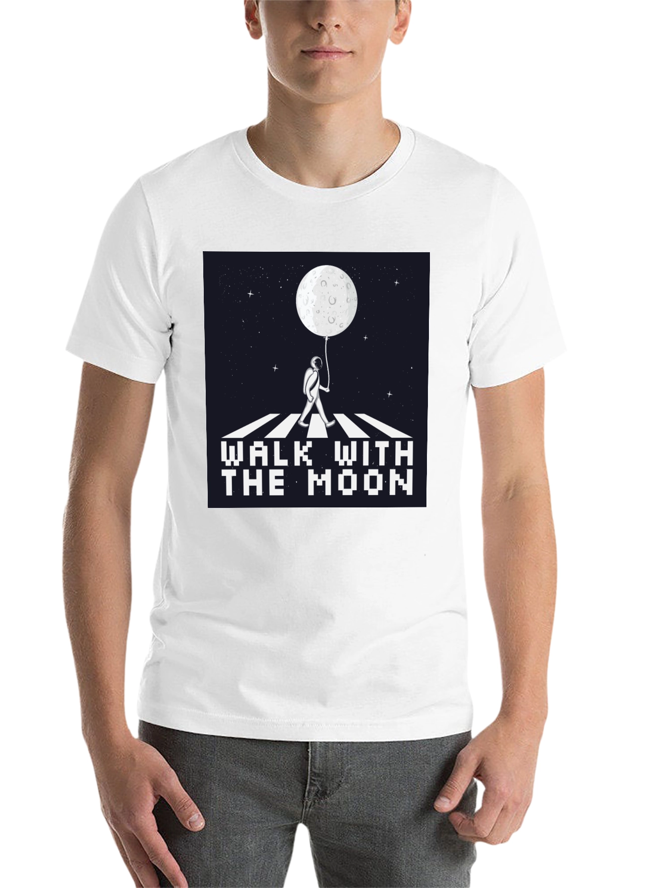 Black Walk With The Moon Graphic Tee - Black Cotton Shirt view 14