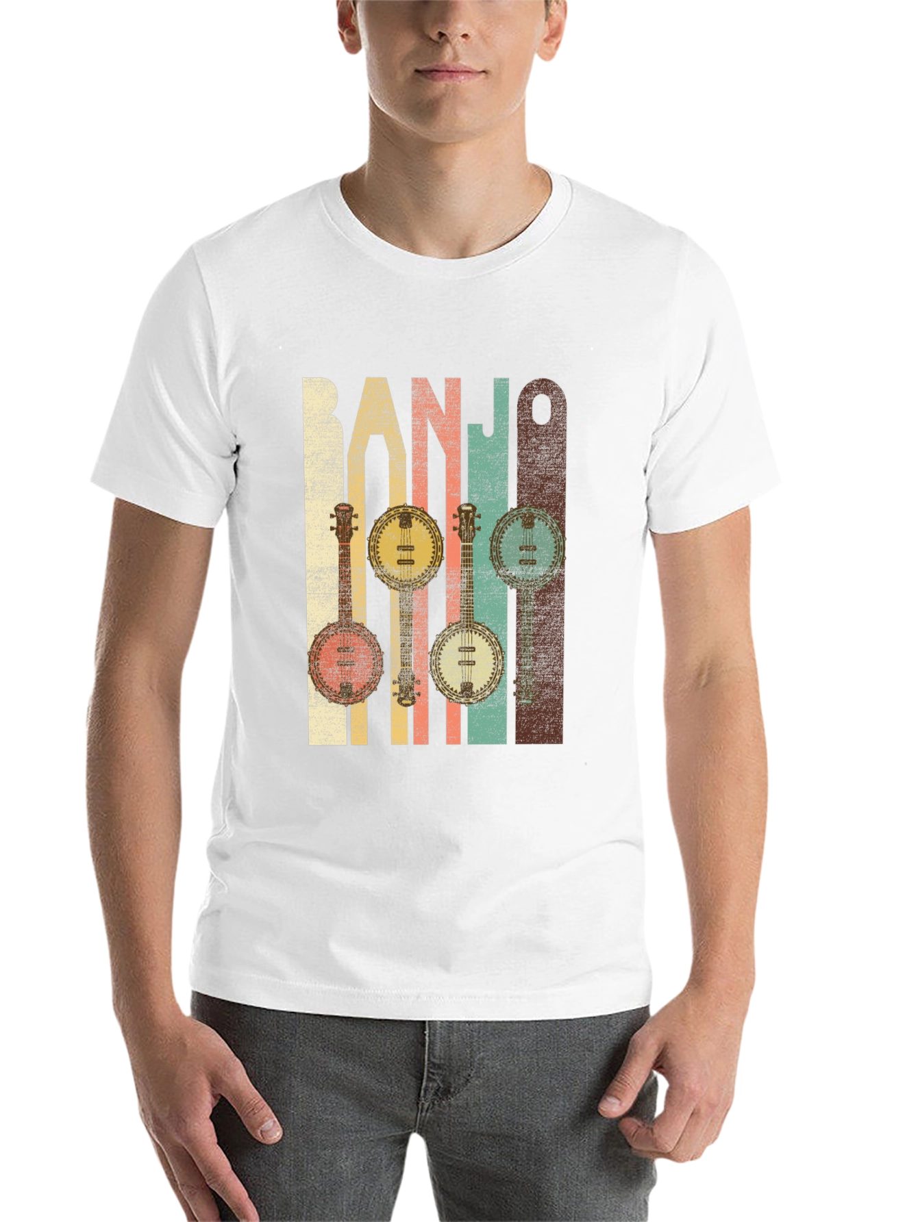 Black Vintage Banjo Music T-Shirt for Musicians view 14