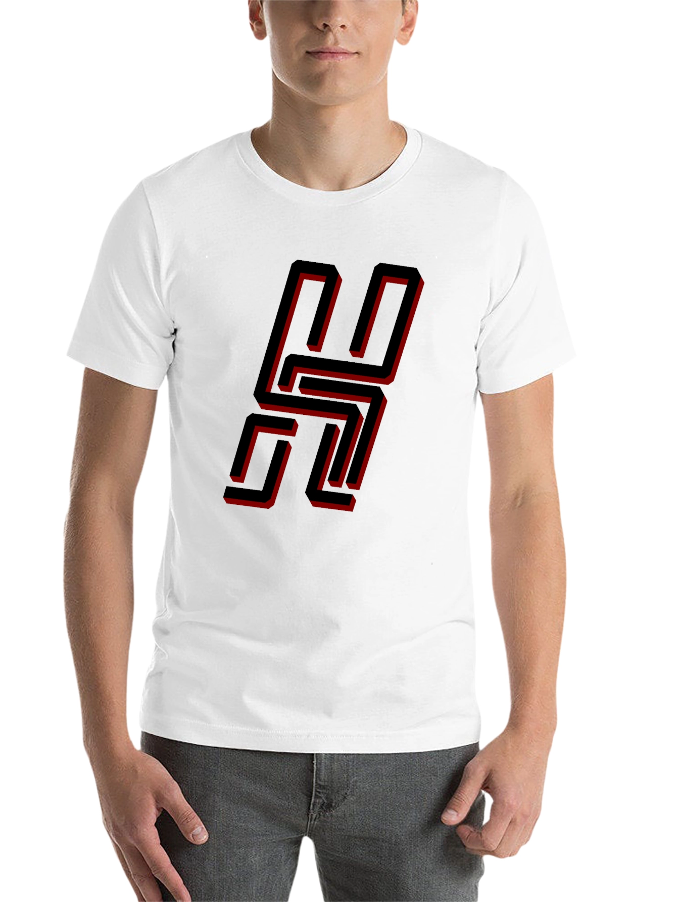 Black Geometric "H" Black T-Shirt - Modern Style view 14