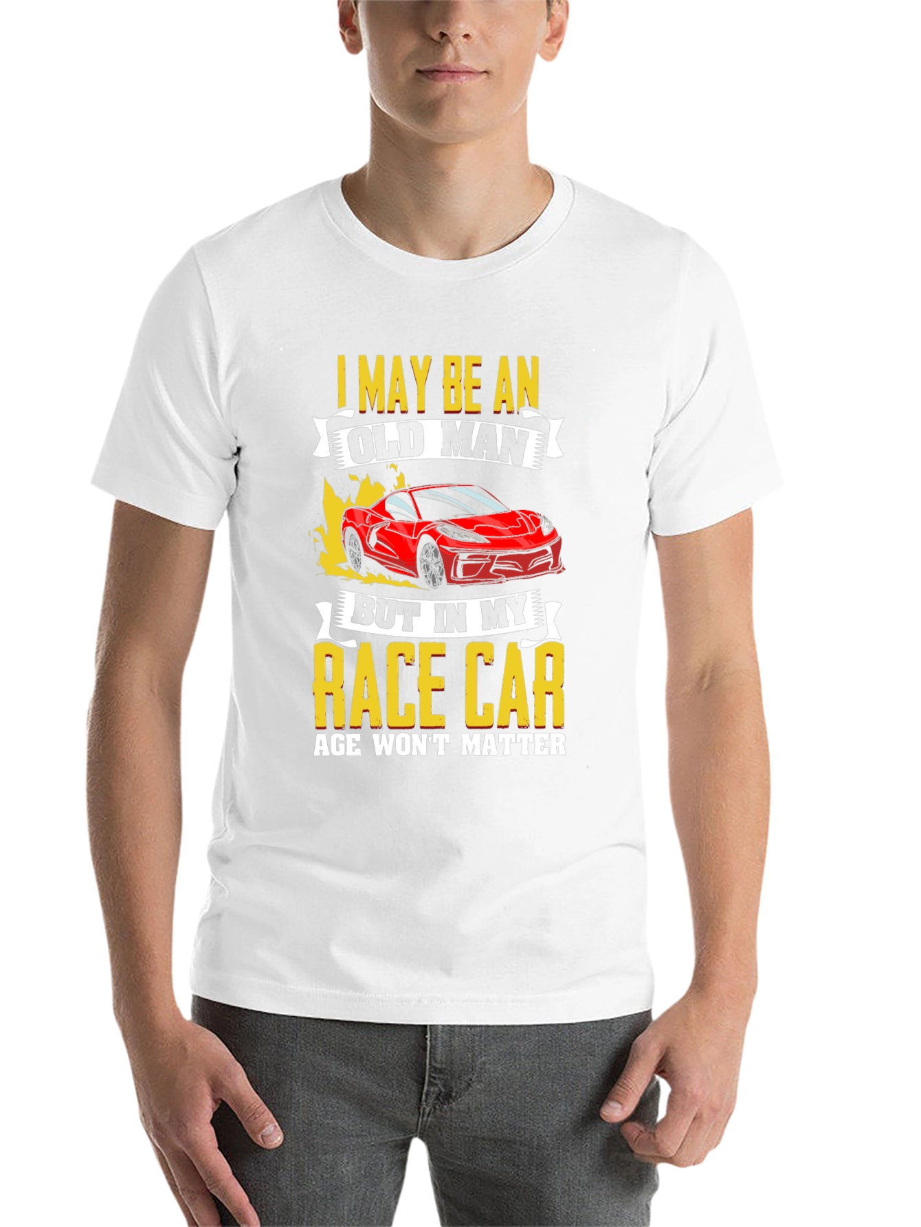 Black Old Man Race Car T-Shirt: Age Won't Matter view 14